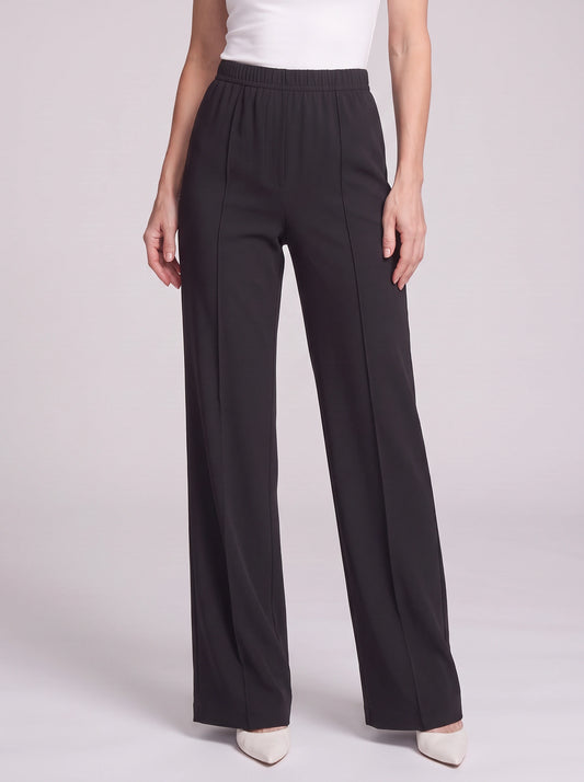 Pantalon ajusté taille haute à jambes larges Plicarro - Pantalon palazzo femme, pantalon habillé de bureau, tenue professionnelle décontractée