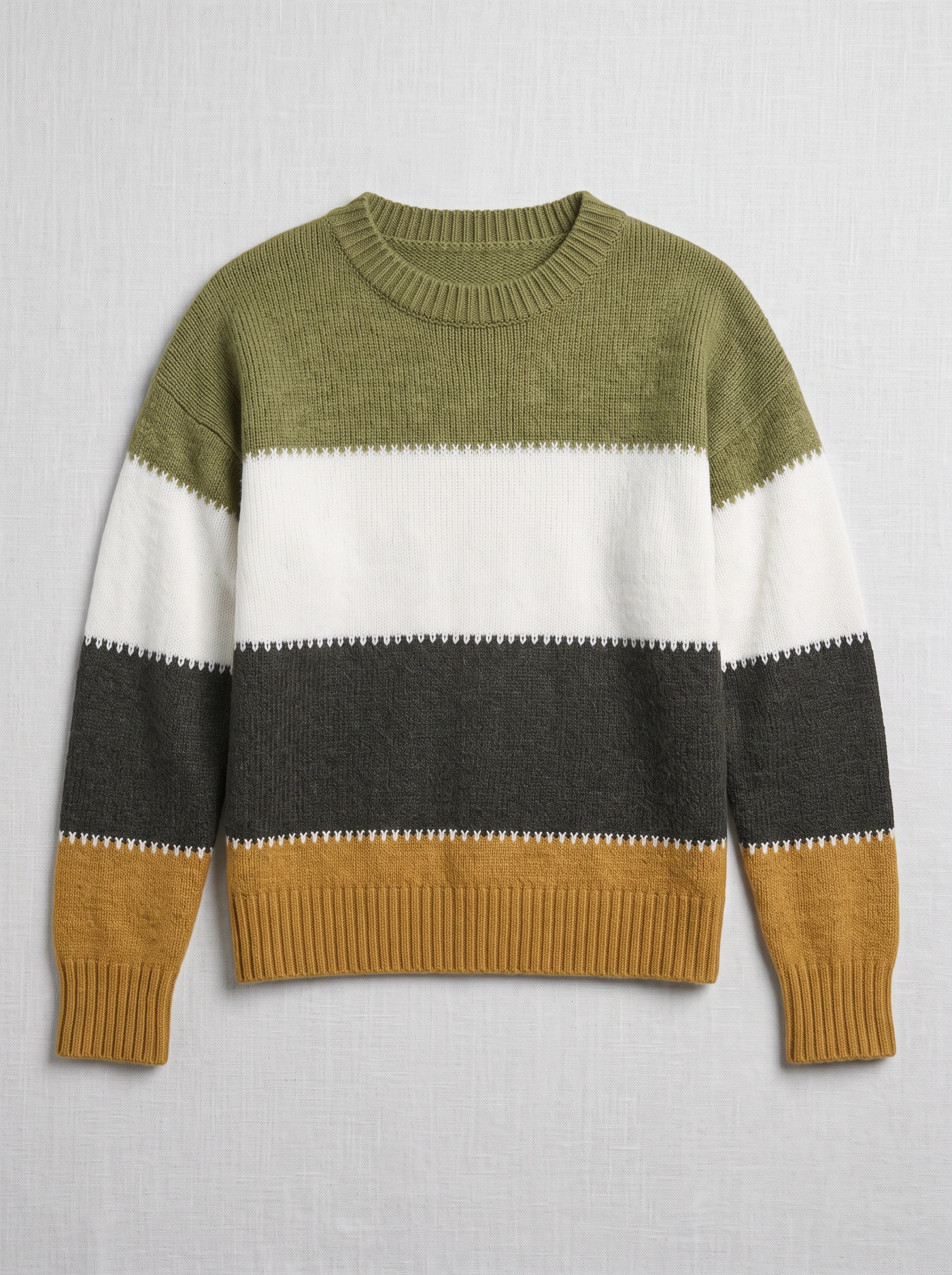 Pull à col rond rayé Brigande - Pull en maille à blocs de couleurs pour femme, décontracté, ample, automne-hiver