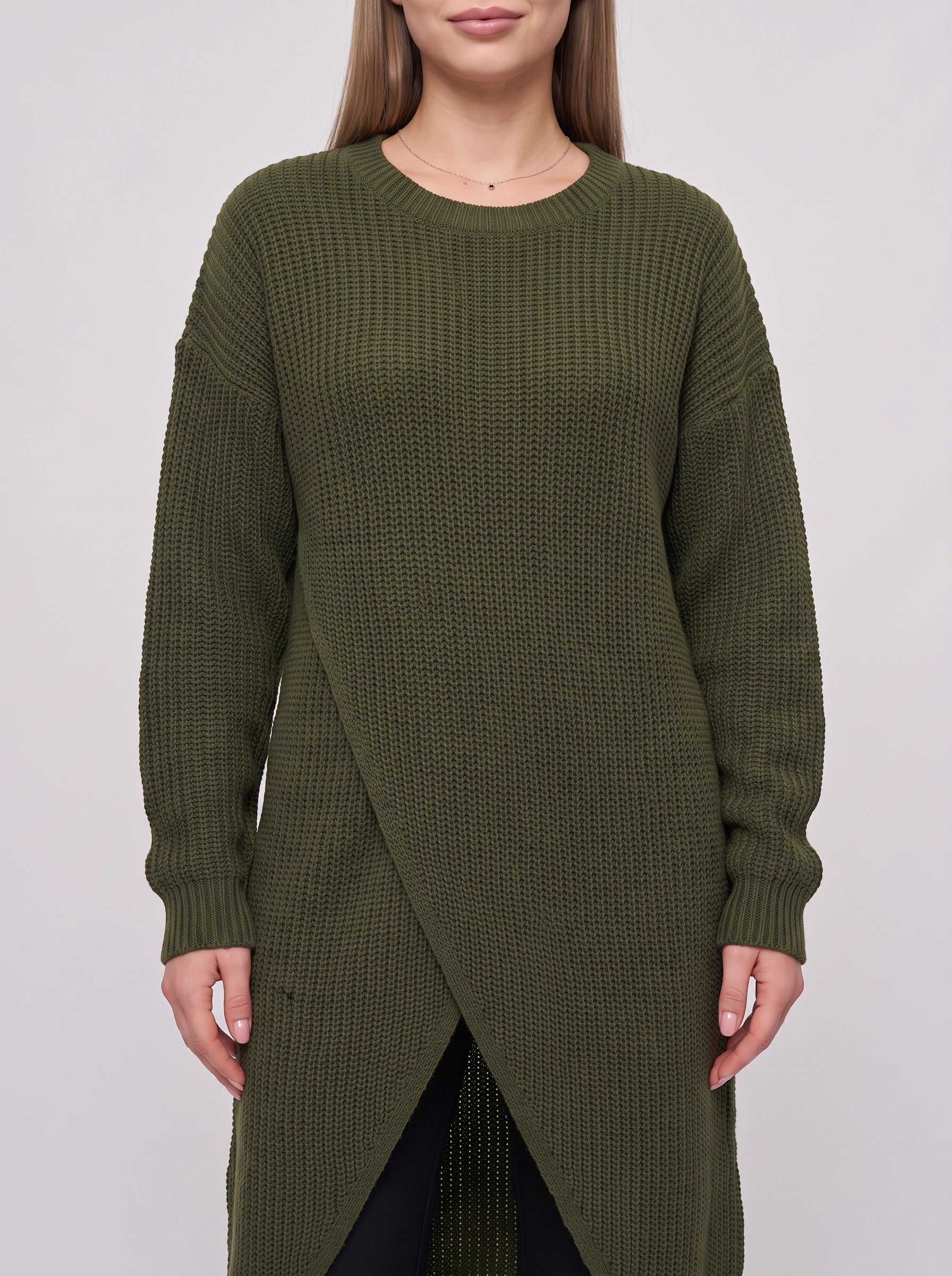 Crissvex Crossover Longline Knit Sweater – Ribbed Knit Sweater Women Oversized Casual Longline Cardigan