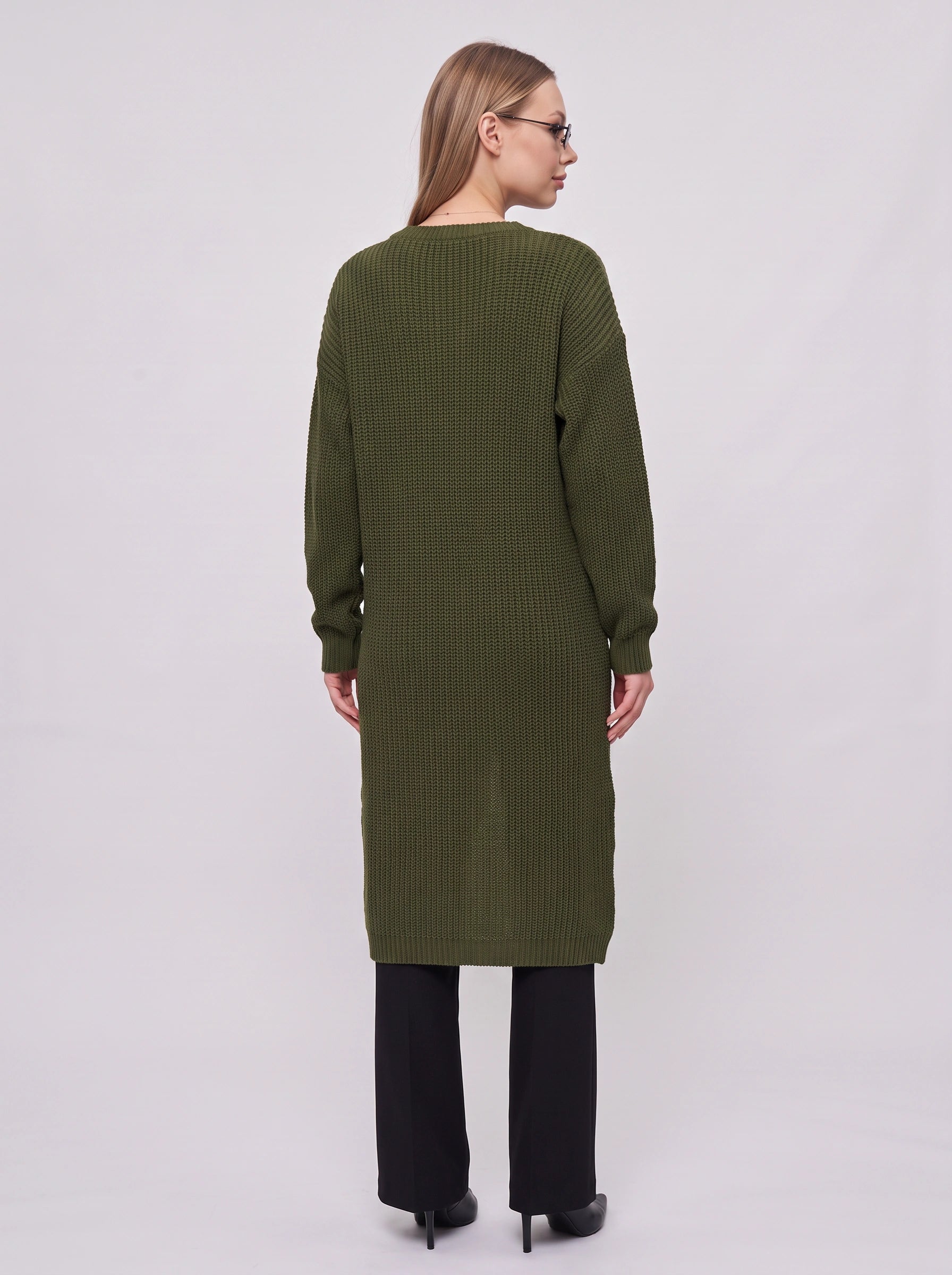 Crissvex Crossover Longline Knit Sweater – Ribbed Knit Sweater Women Oversized Casual Longline Cardigan