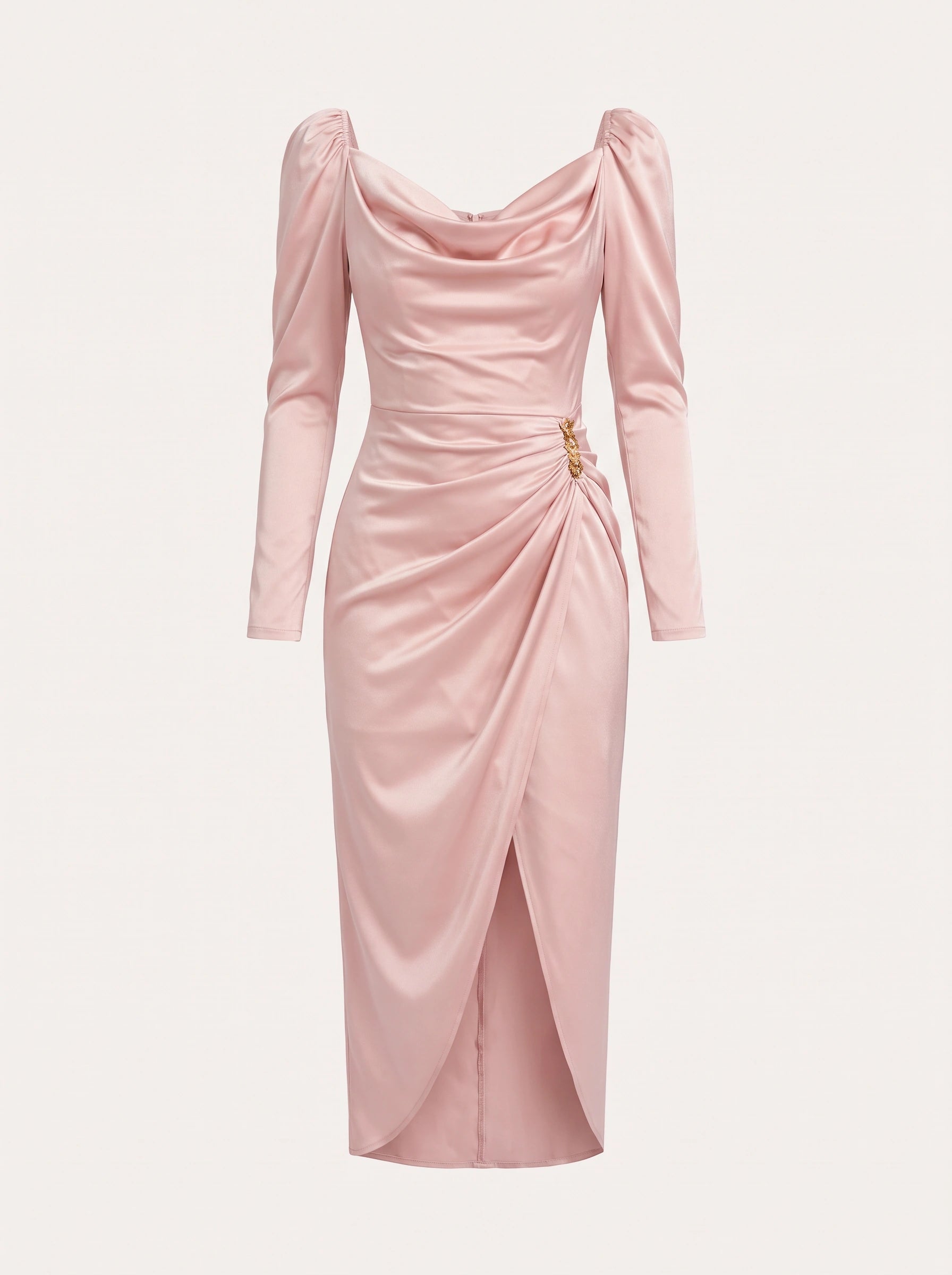 Robe midi de soirée Drapora froncée à col bénitier - robe de cocktail formelle en satin pour femme, robe midi pour invitée de mariage, soirée et fête