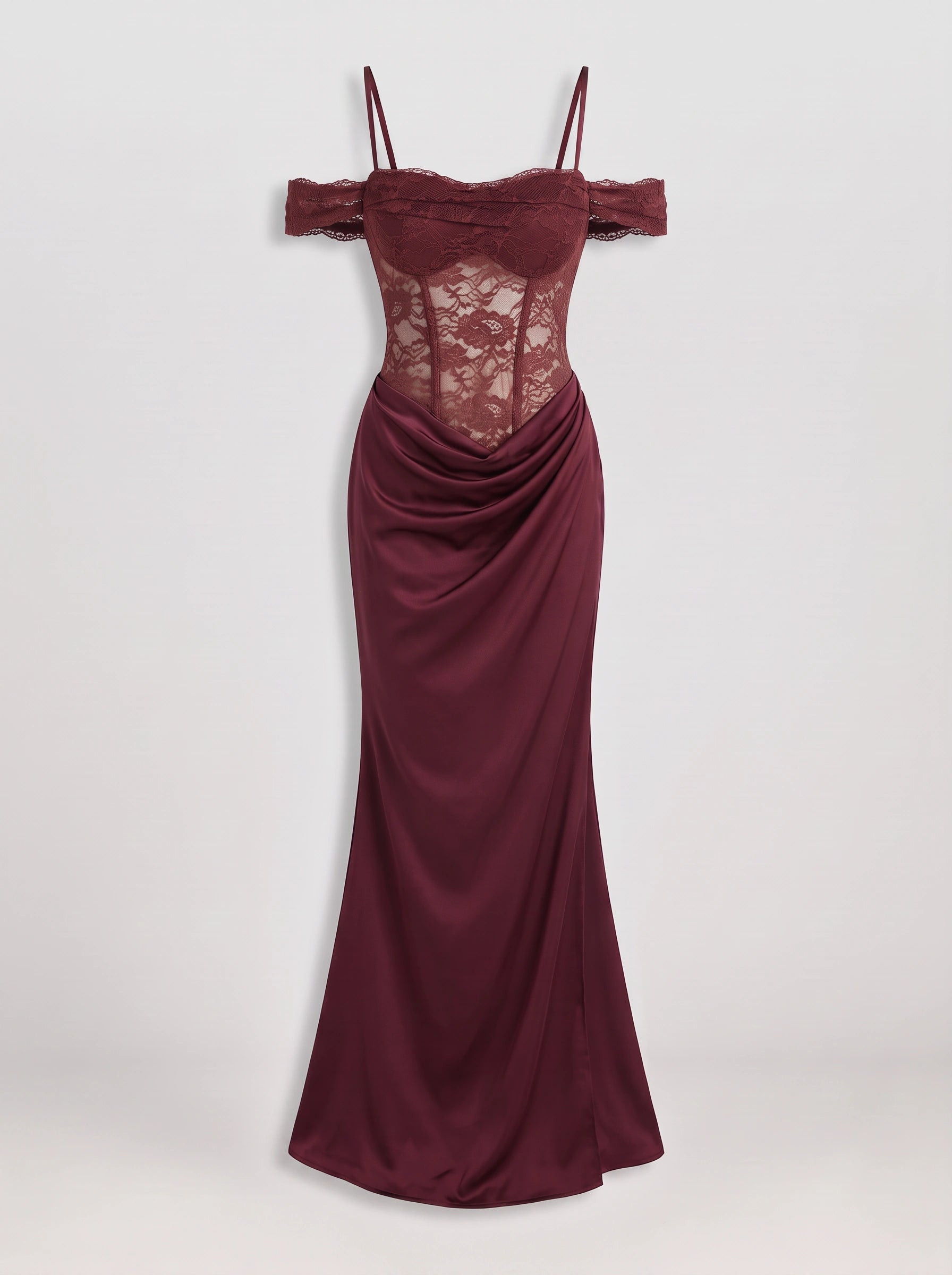 Robe longue Dravinya en dentelle à épaules dénudées - corsage en dentelle, robe formelle longue pour femme, invitée de mariage et soirée