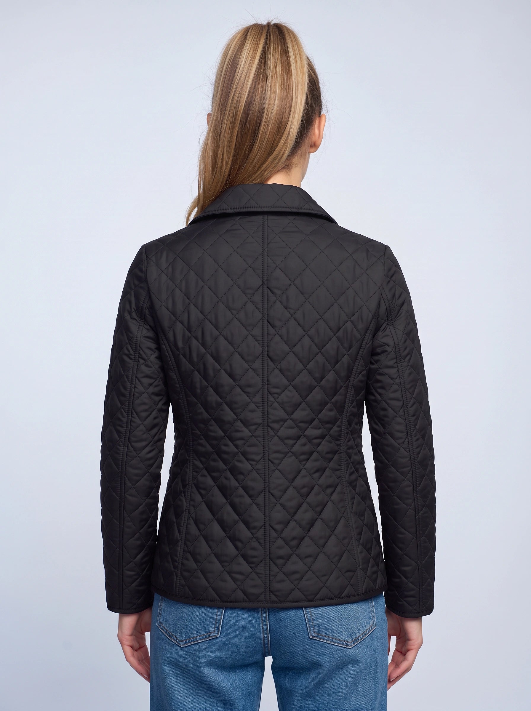 Veste matelassée à losanges Quilara - veste légère matelassée pour femme, décontractée, automne, à col et fermeture boutonnée sur le devant