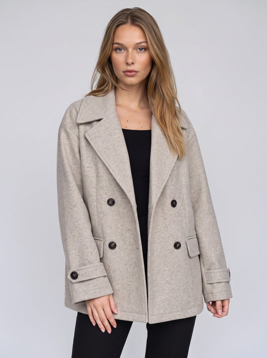 Blazer oversize croisé Brenton - veste ajustée pour femme en mélange de laine, tenue de bureau classique
