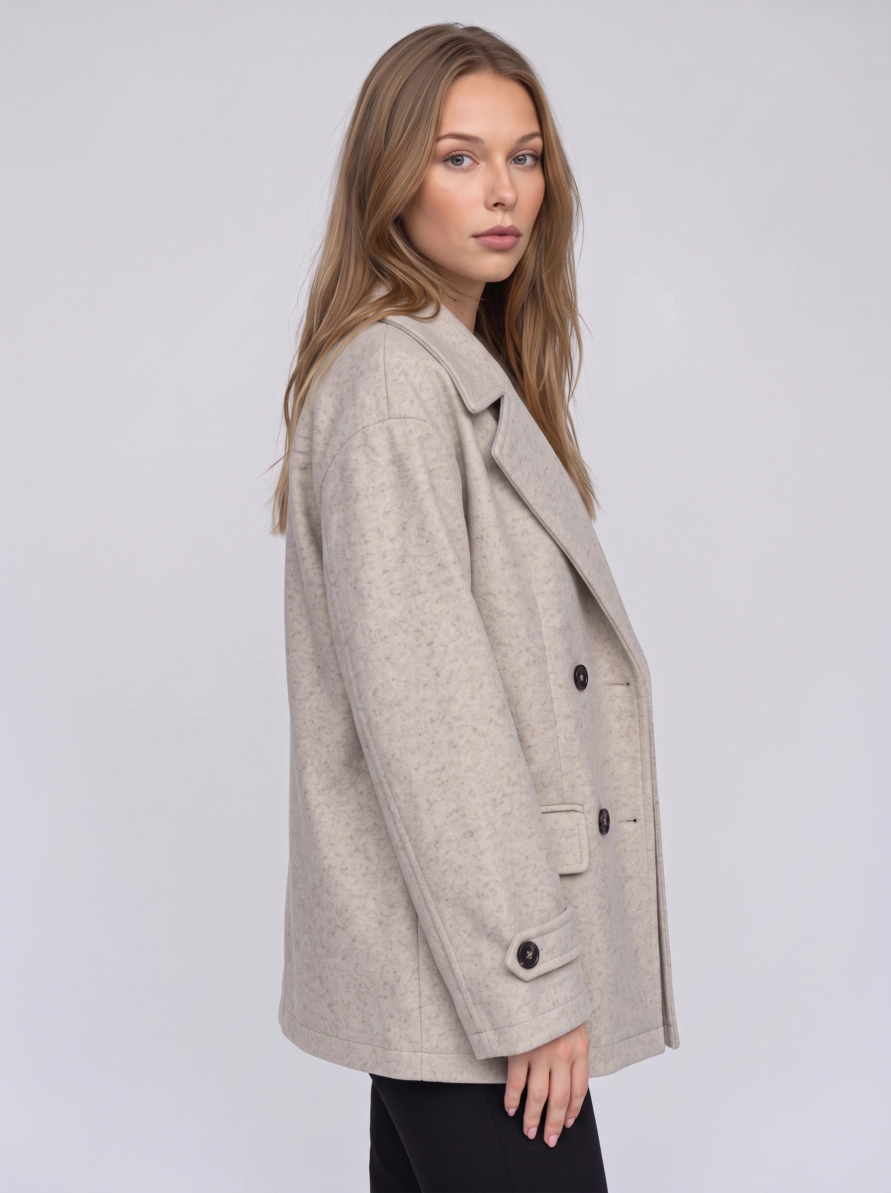 Blazer oversize croisé Brenton - veste ajustée pour femme en mélange de laine, tenue de bureau classique