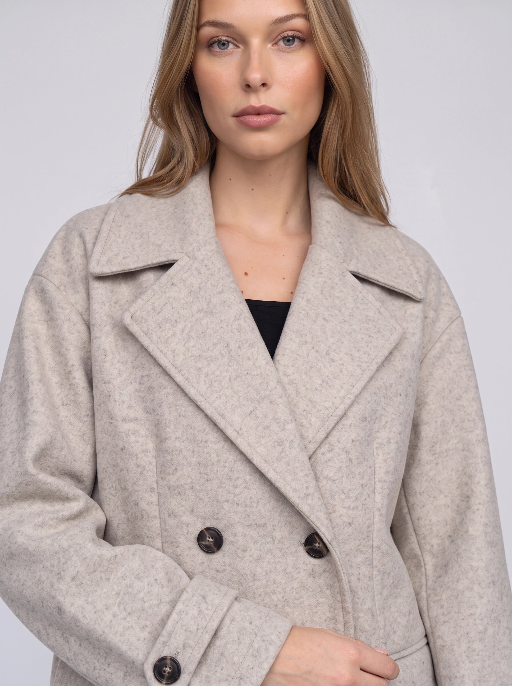 Blazer oversize croisé Brenton - veste ajustée pour femme en mélange de laine, tenue de bureau classique