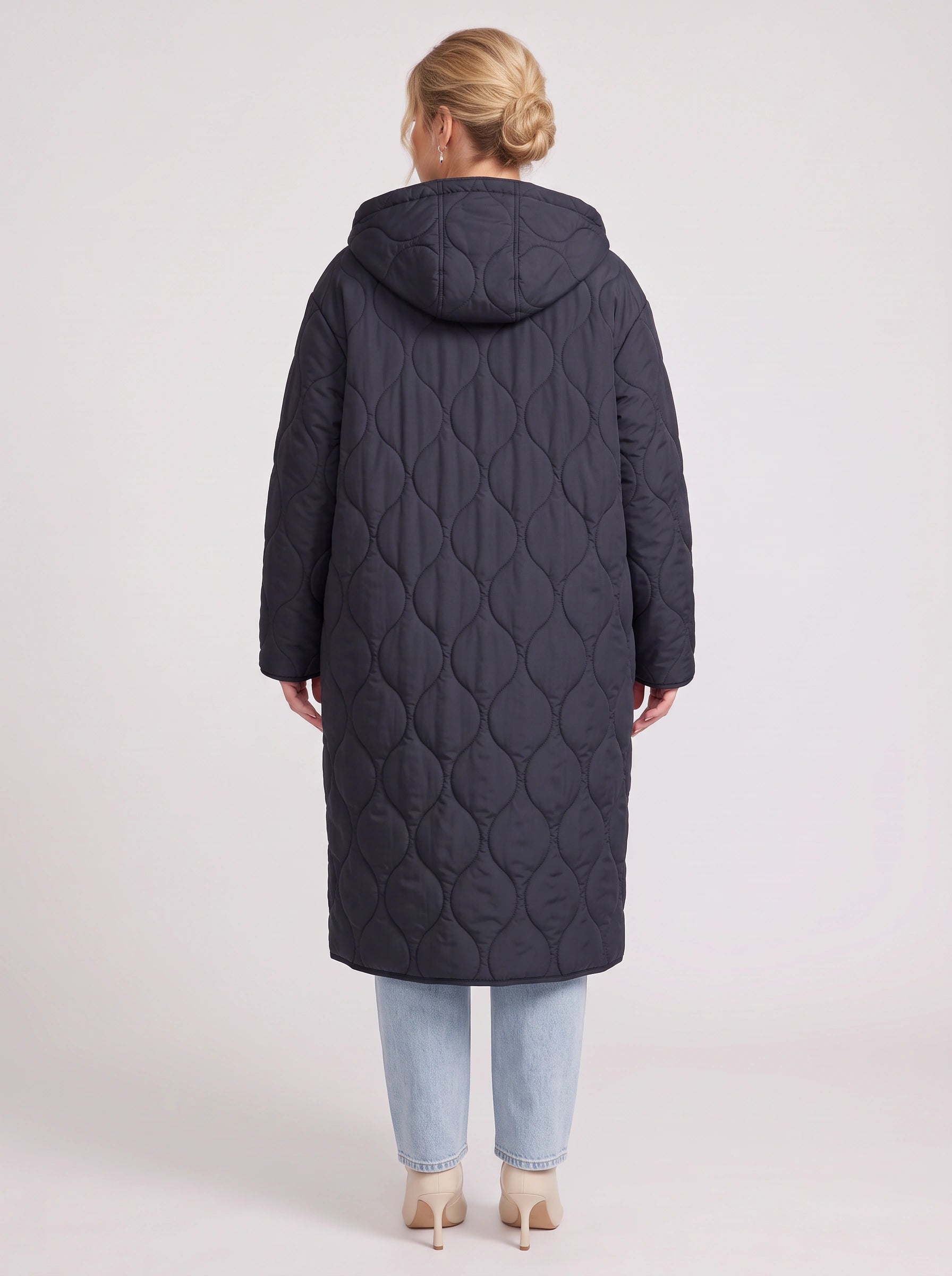 Manteau long matelassé à capuche Quiltura - doudoune longue à capuche pour femme, vêtement d'extérieur décontracté d'hiver