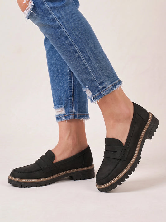 Mocassins à plateforme épaisse Treadmark - mocassins penny en cuir à enfiler pour femme, décontractés, automne