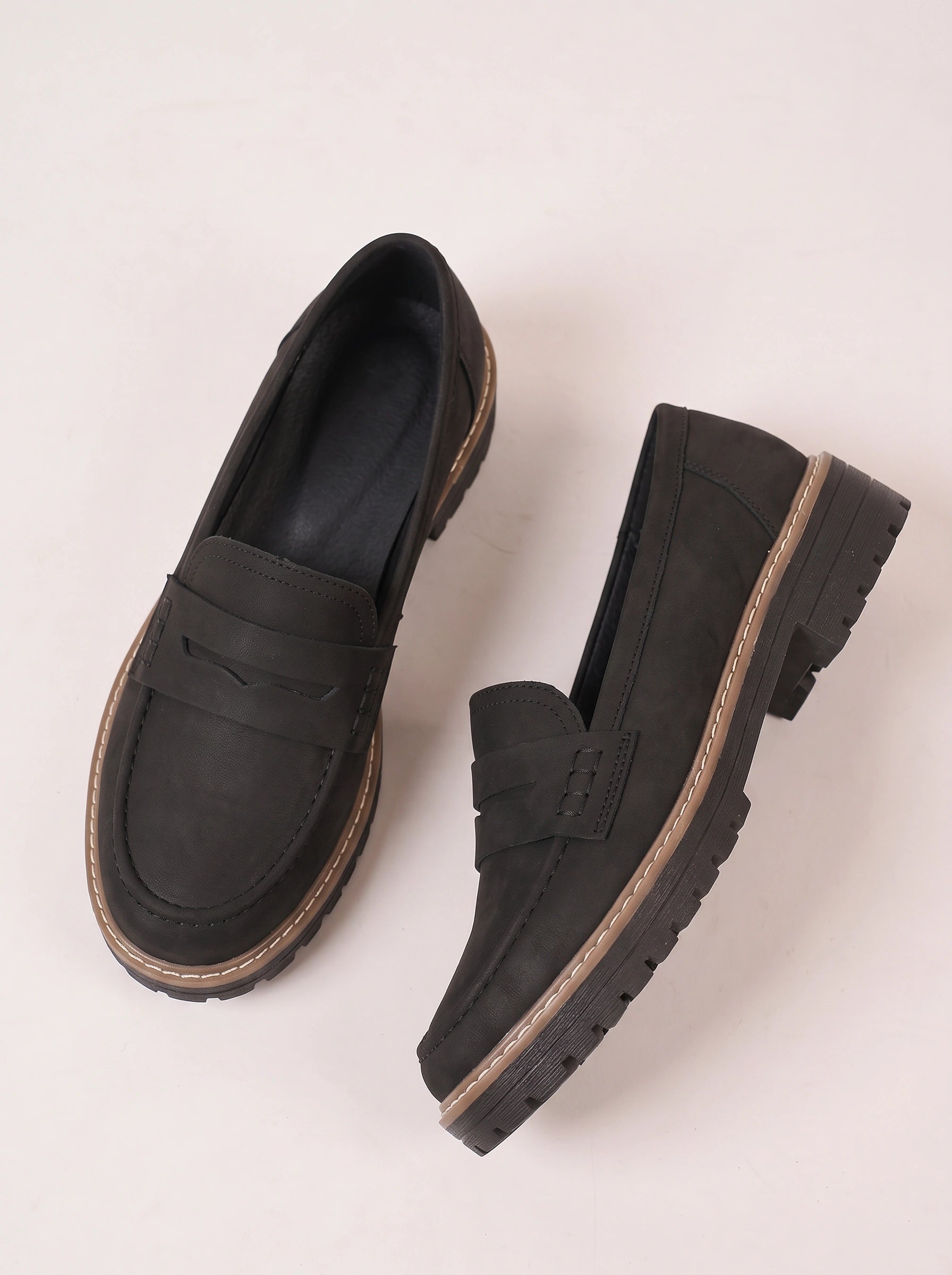 Mocassins à plateforme épaisse Treadmark - mocassins penny en cuir à enfiler pour femme, décontractés, automne