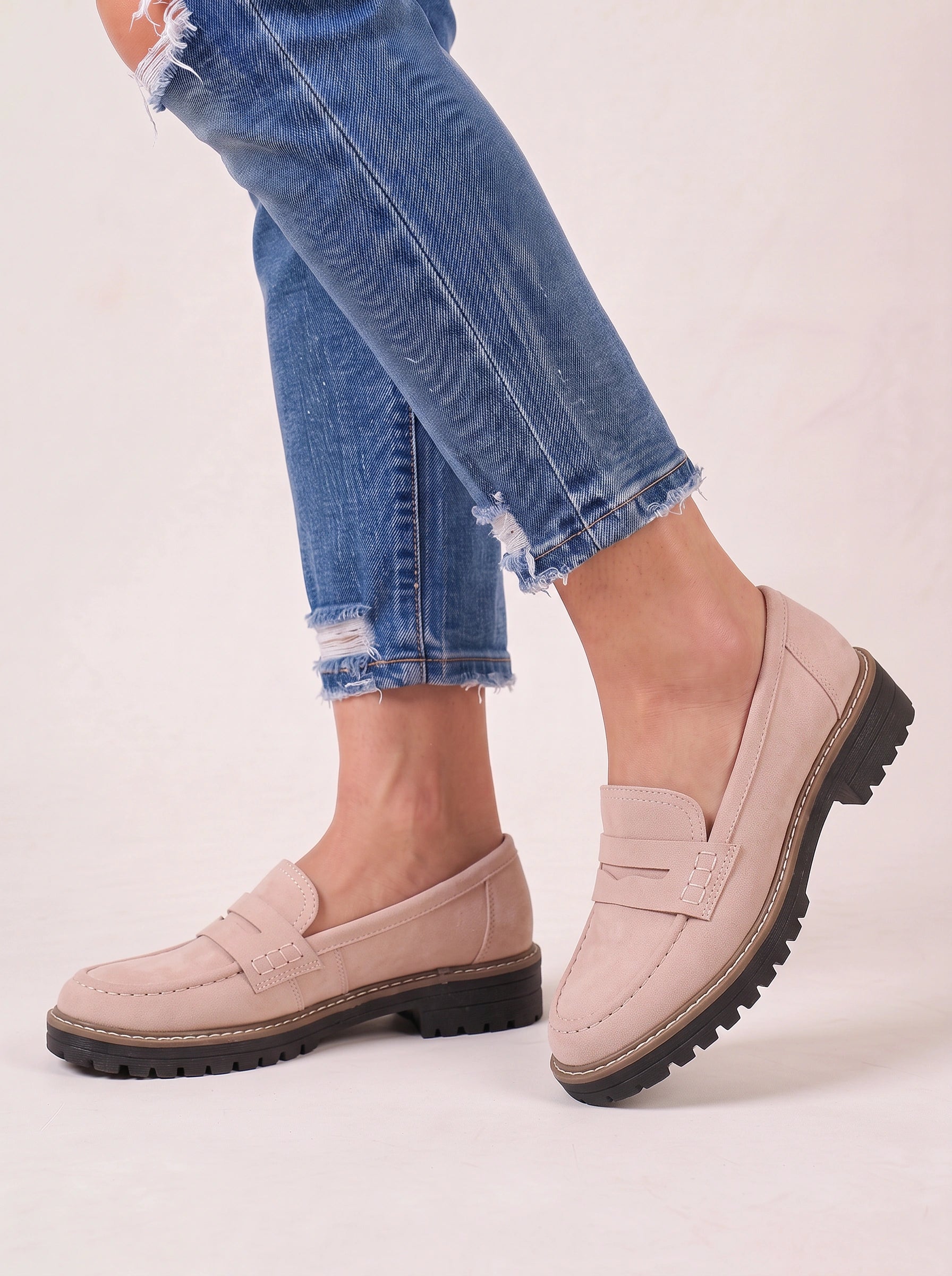 Mocassins à plateforme épaisse Treadmark - mocassins penny en cuir à enfiler pour femme, décontractés, automne