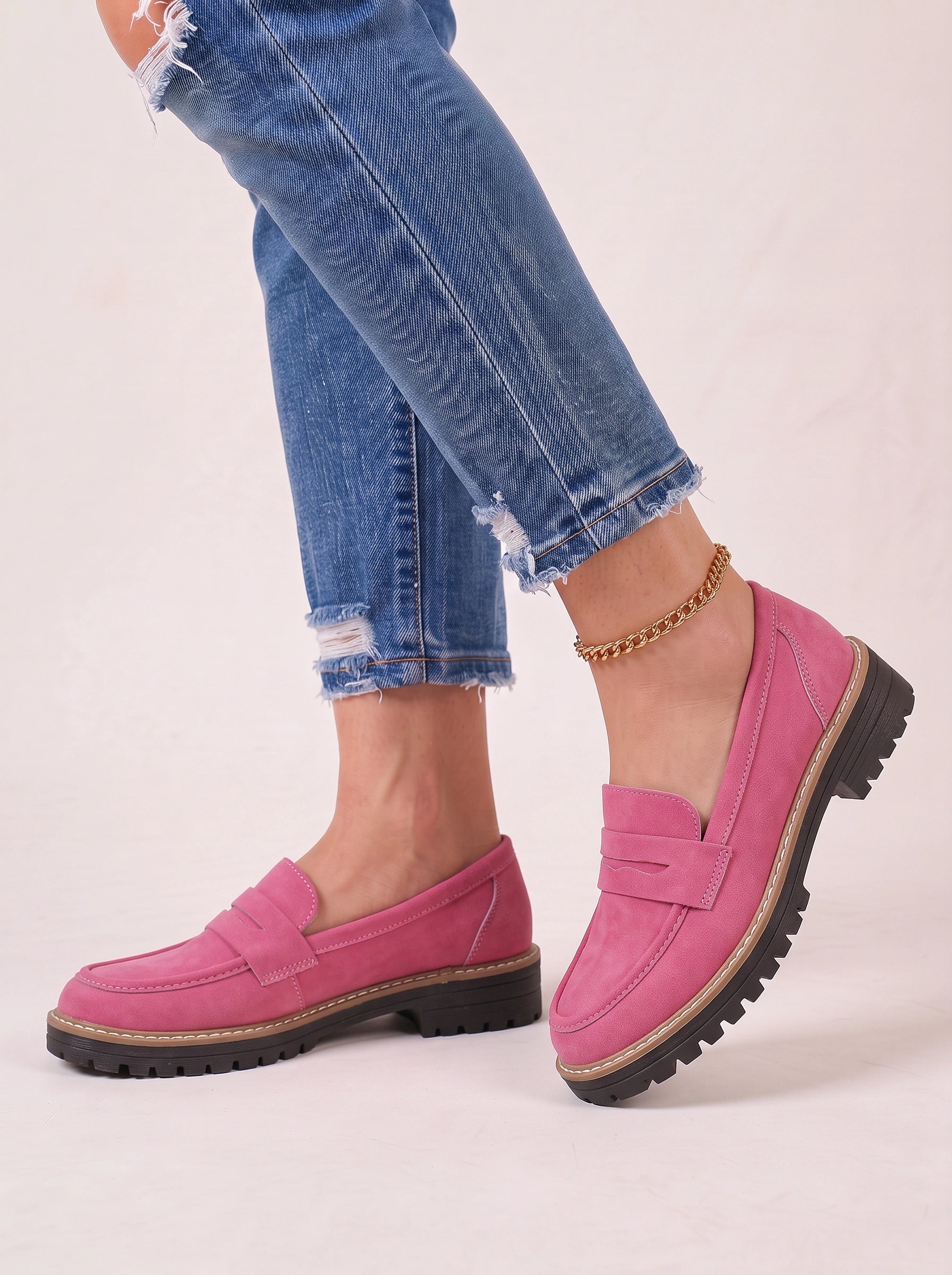 Mocassins à plateforme épaisse Treadmark - mocassins penny en cuir à enfiler pour femme, décontractés, automne