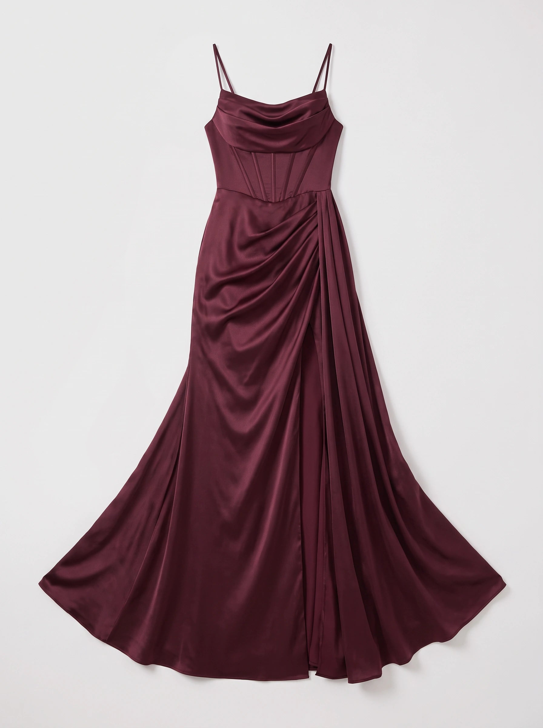 Drapcourt Cowl Neck Slit Maxi Dress – Satin Formal Wedding Guest Cocktail Evening Women Maxi Dress