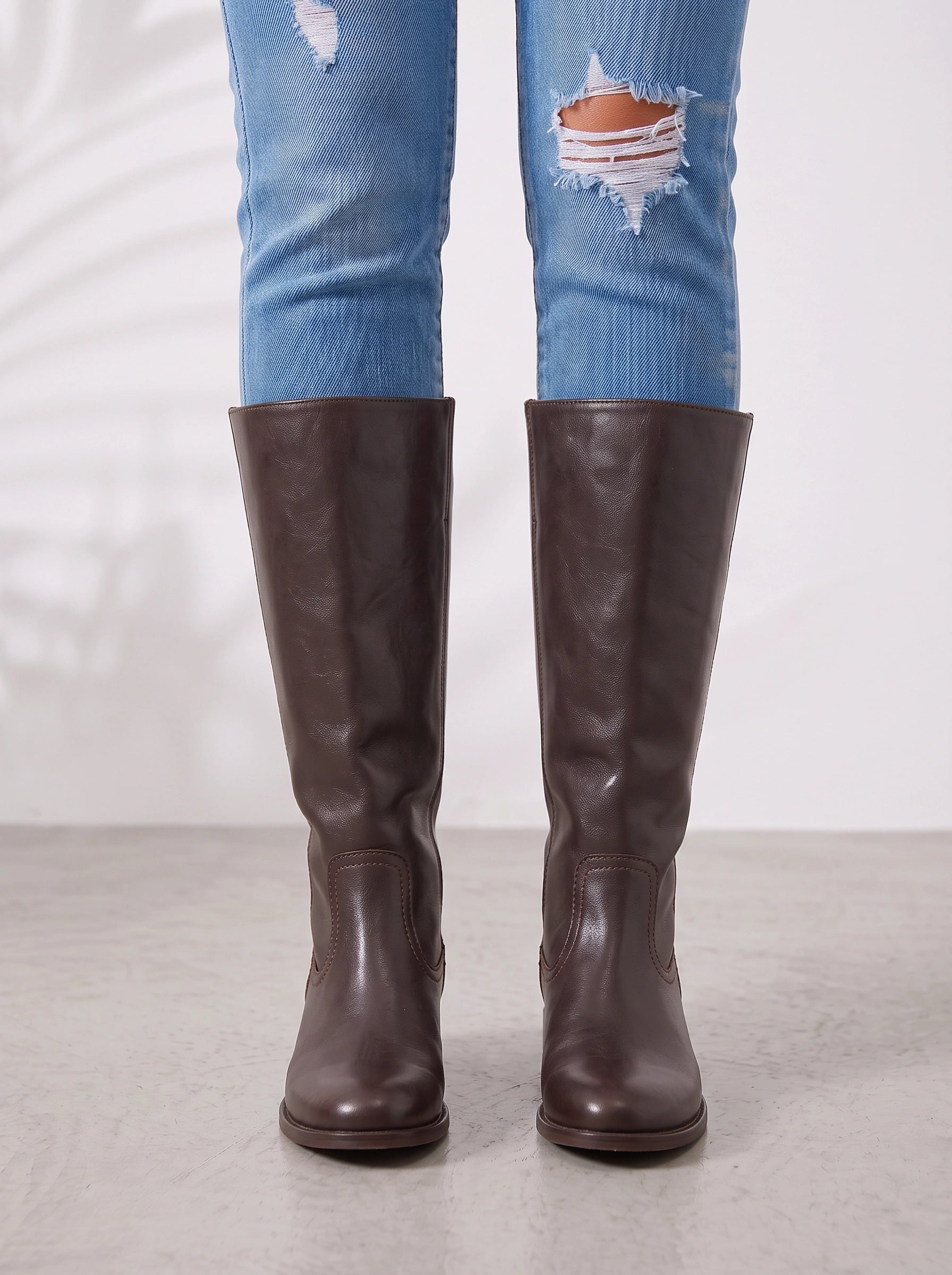 Cordova Knee-High Leather Riding Boots – Women Flat Heel Equestrian Casual Western Knee High Boots