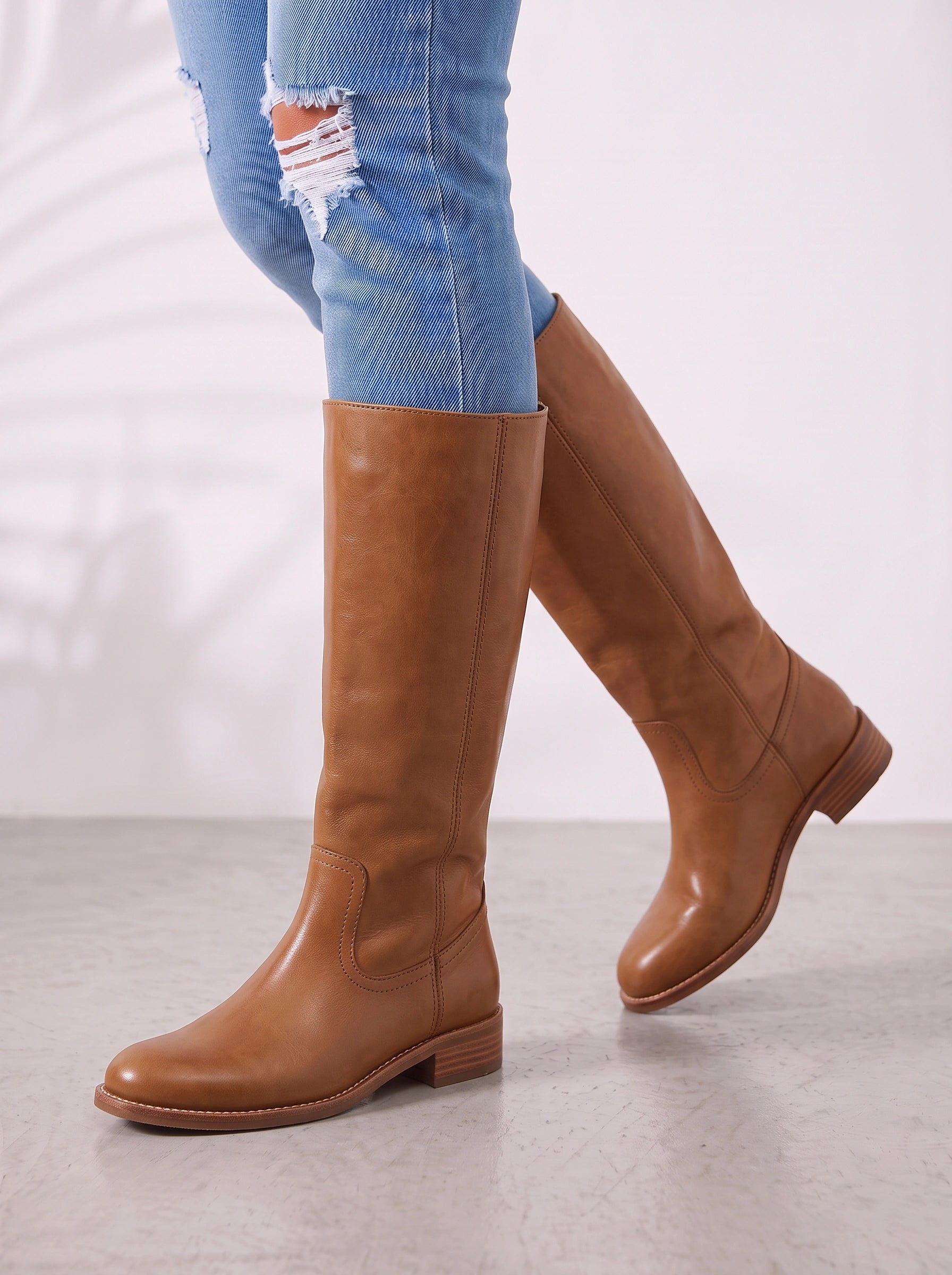 Cordova Knee-High Leather Riding Boots – Women Flat Heel Equestrian Casual Western Knee High Boots