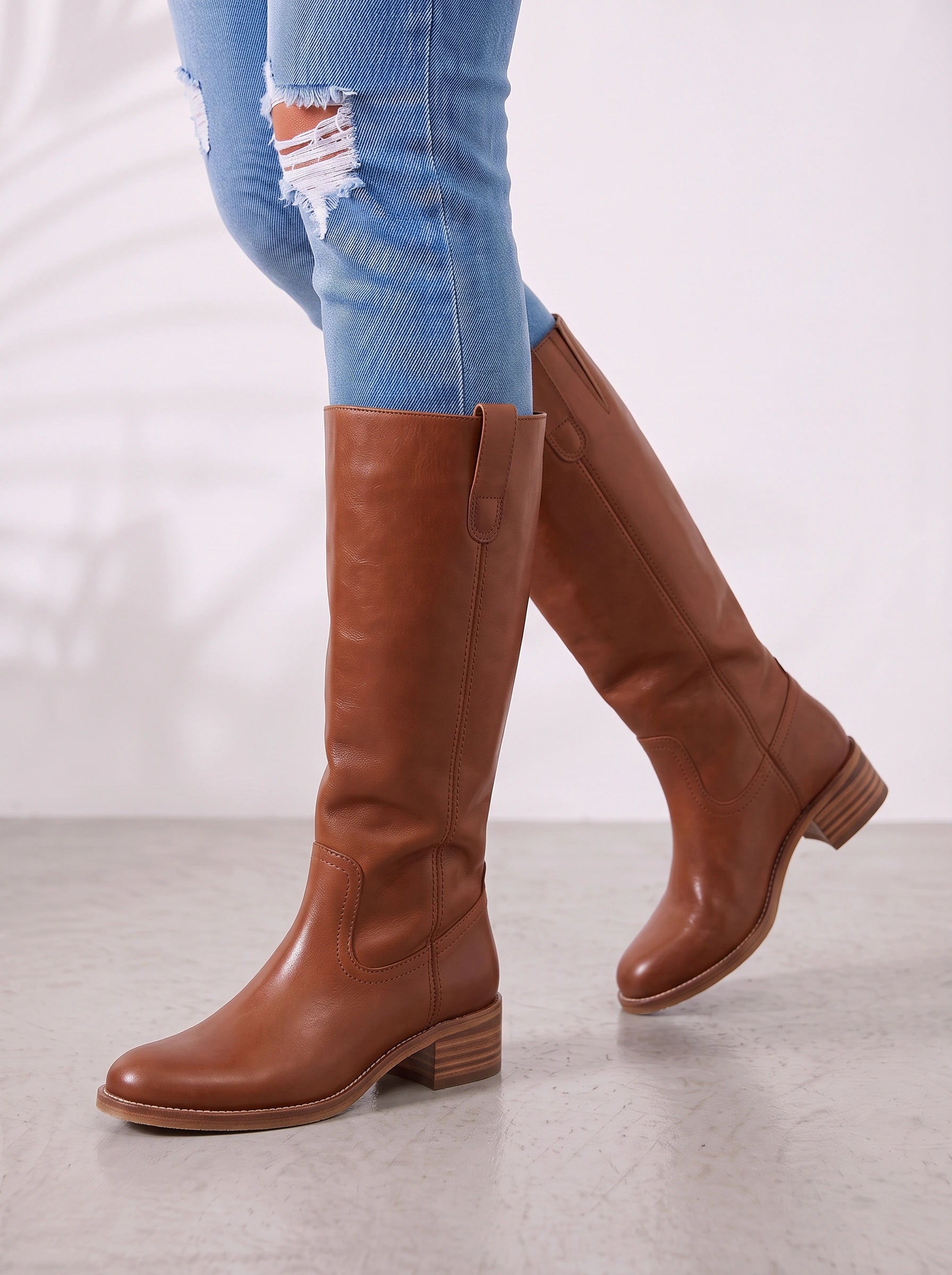 Cordova Knee-High Leather Riding Boots – Women Flat Heel Equestrian Casual Western Knee High Boots