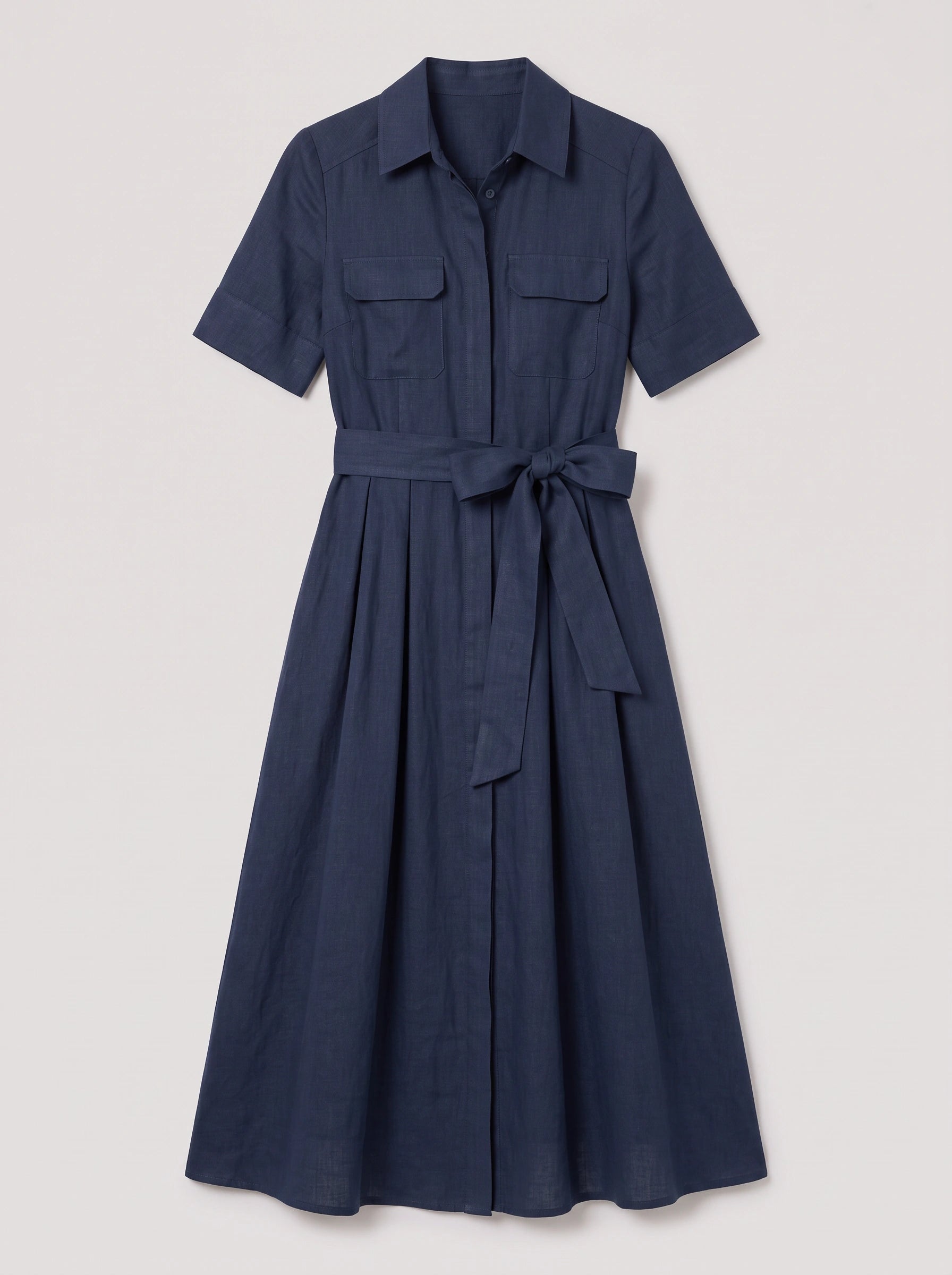 Ciascol Belted Shirt Midi Dress – Women Casual Office Workwear Button Front Shirt Midi Dress