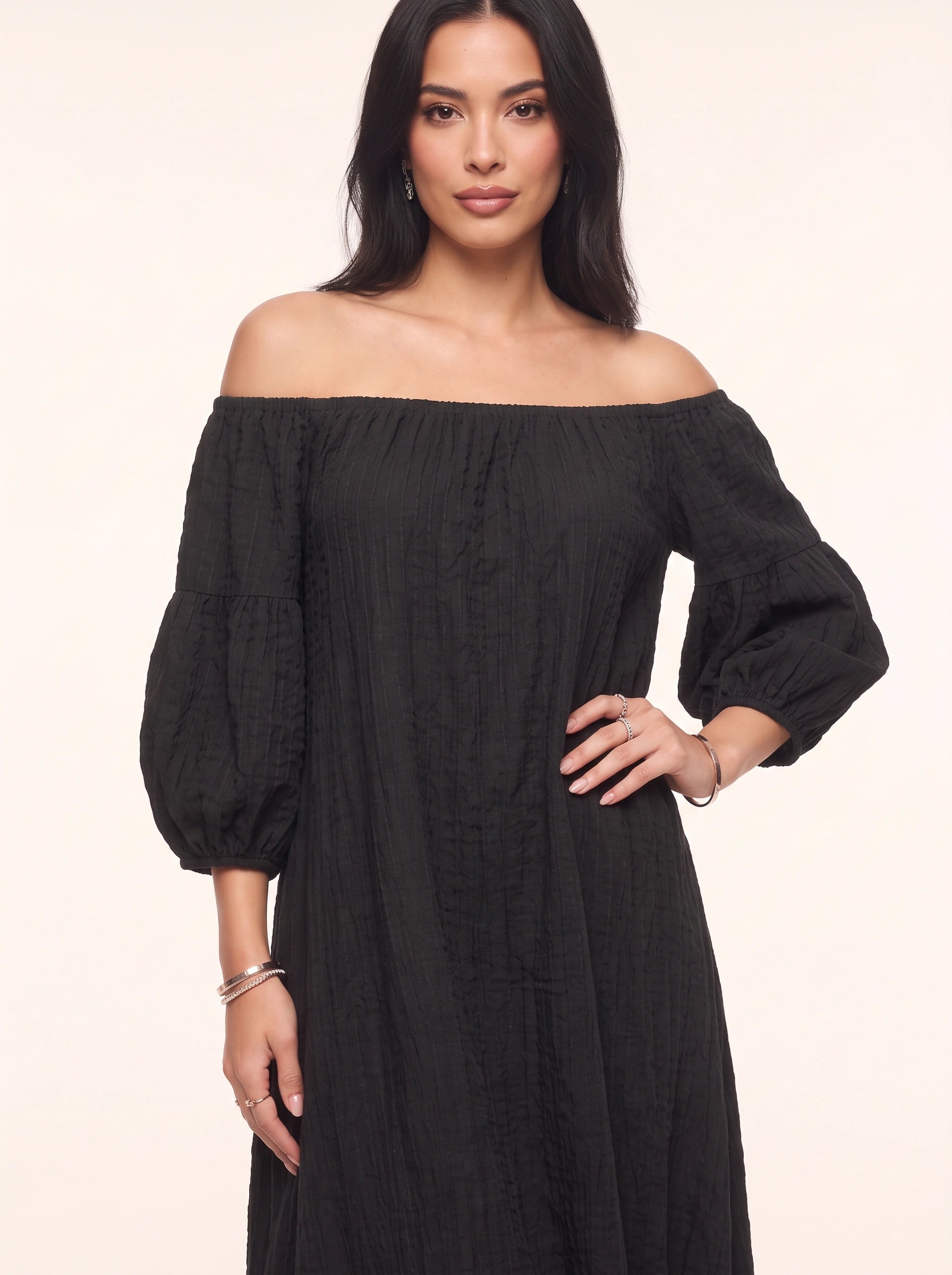 Ombrina Off-Shoulder Balloon Sleeve Maxi Dress – Boho Women Formal Evening Party Bohemian Maxi Dress