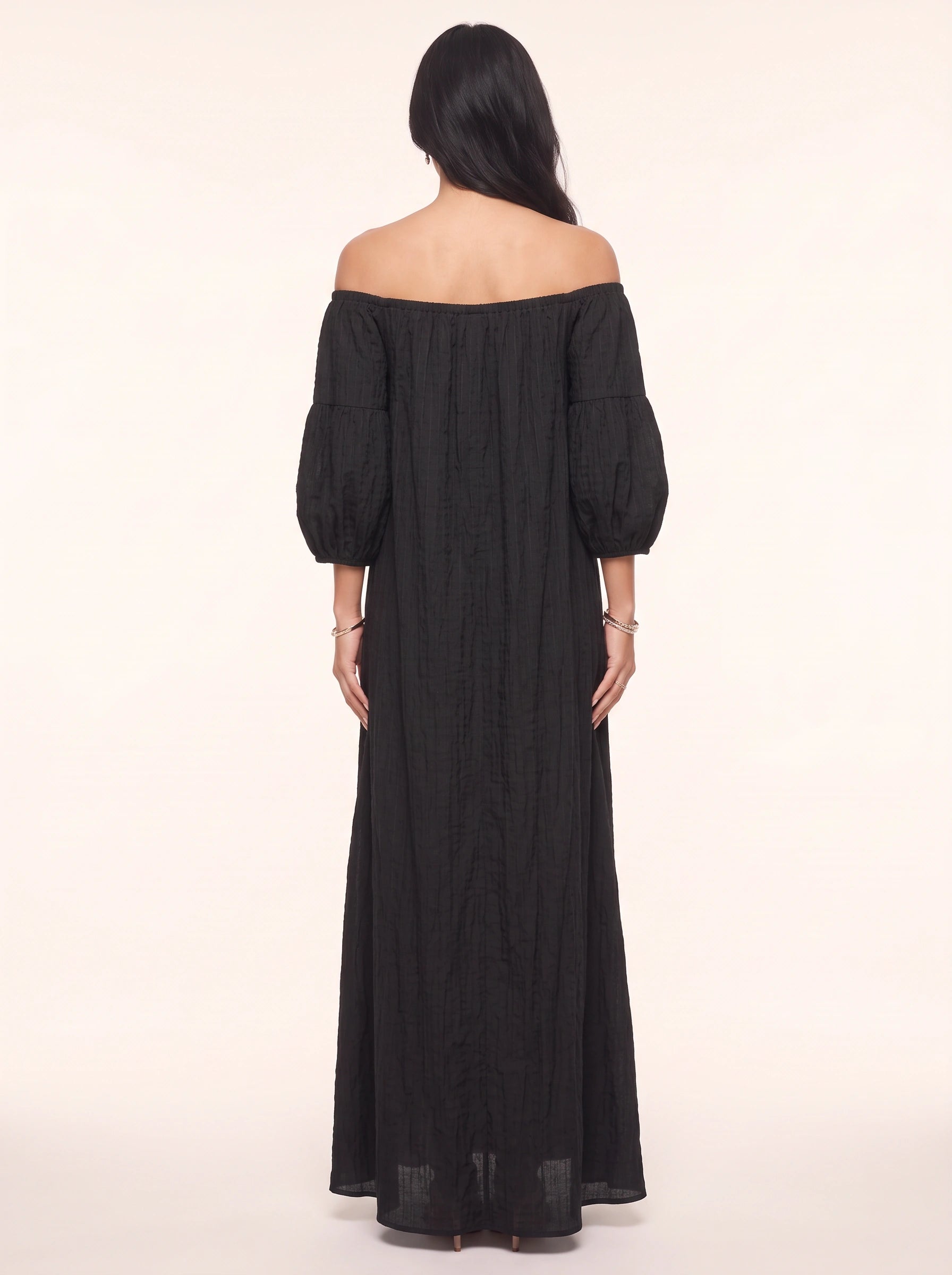 Ombrina Off-Shoulder Balloon Sleeve Maxi Dress – Boho Women Formal Evening Party Bohemian Maxi Dress