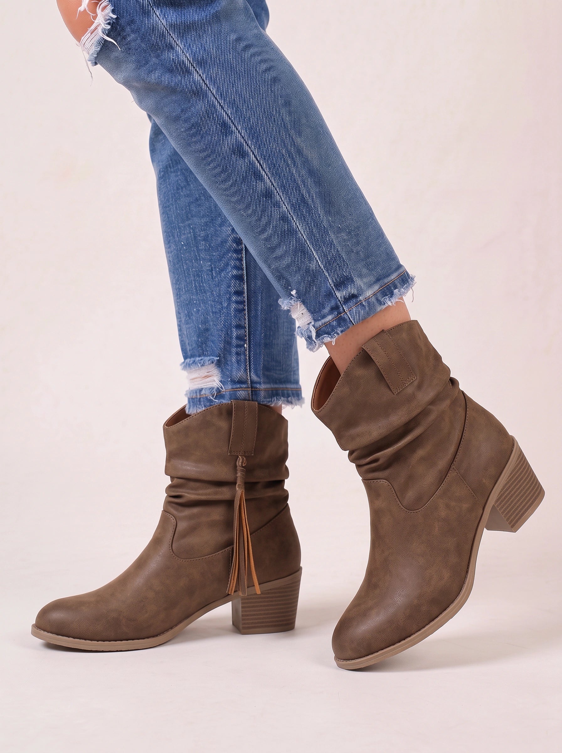 Cordalis Braided Strap Ankle Boots – Suede Ankle Boots Women Western Booties Block Heel Fall Footwear