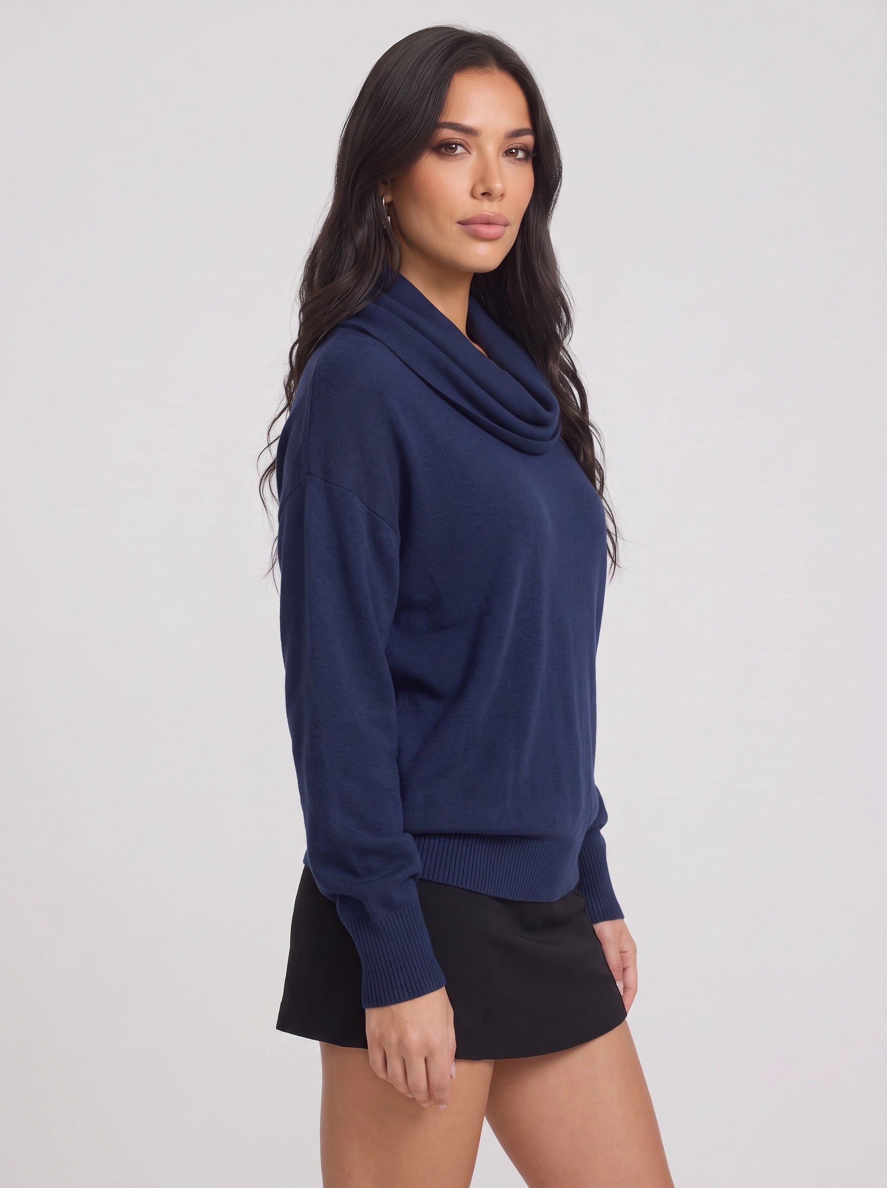 Cozelux Pull oversize en maille à col cheminée - Pull à col roulé pour femme, tenue d’intérieur automne-hiver