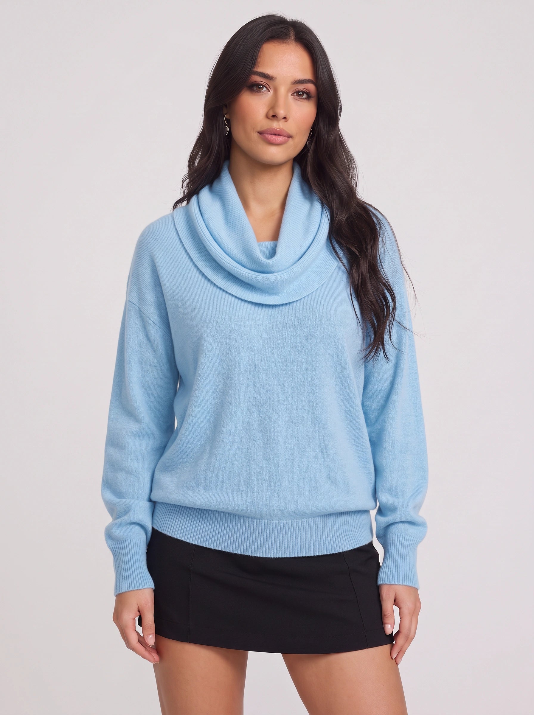 Cozelux Pull oversize en maille à col cheminée - Pull à col roulé pour femme, tenue d’intérieur automne-hiver