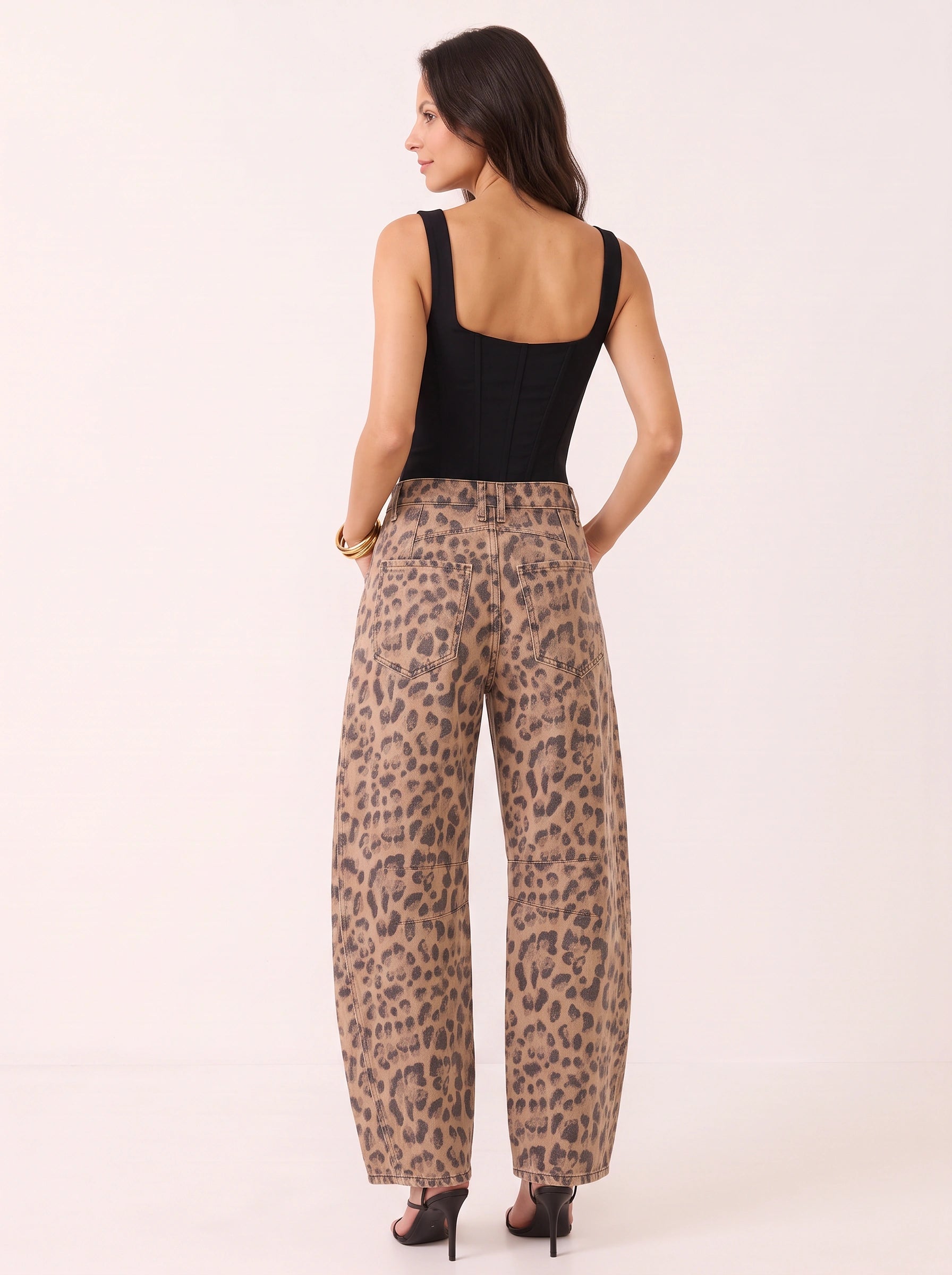 Felprint High-Waist Wide-Leg Pants – Leopard Print Baggy Jeans Women Casual Streetwear Fall Denim Pants