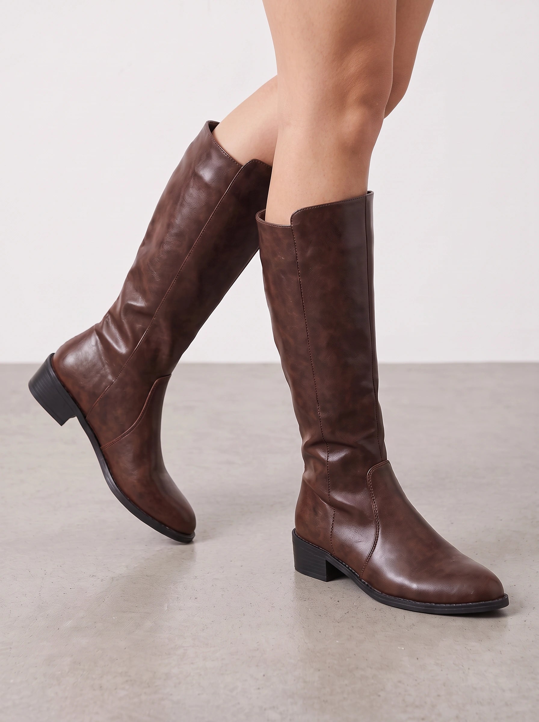 Corazza Knee-High Riding Boots – Women Knee High Boot Leather Western Equestrian Block Heel Boots