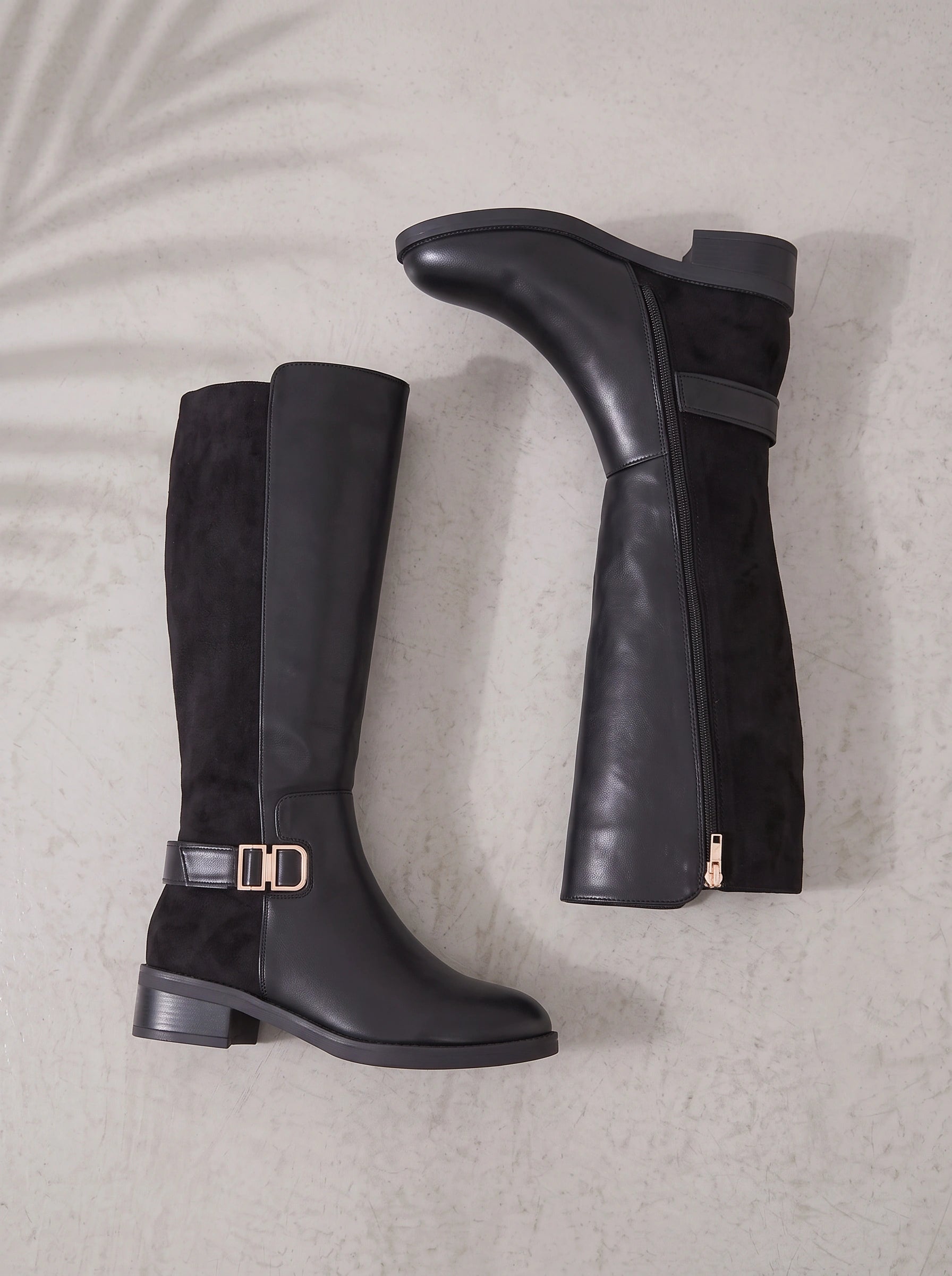 Ridgewick Knee High Boots – Women Boots Knee High Equestrian Riding Buckle Strap Side Zip Fall Winter Boots