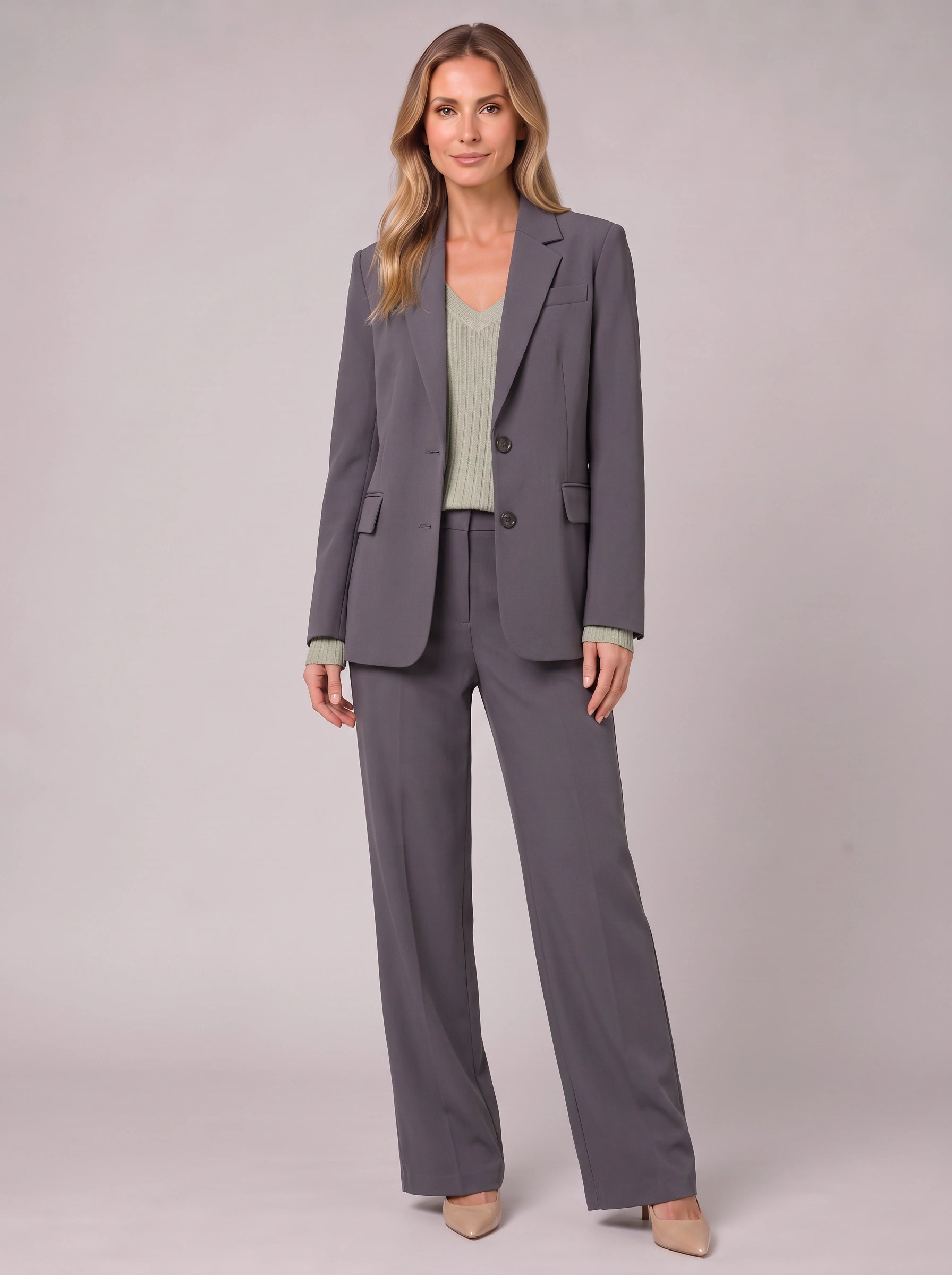 Grisbren Longline Single-Breasted Blazer Trouser Suit – Women Tailored Office Workwear Professional Business Formal Two-Piece Blazer Suit