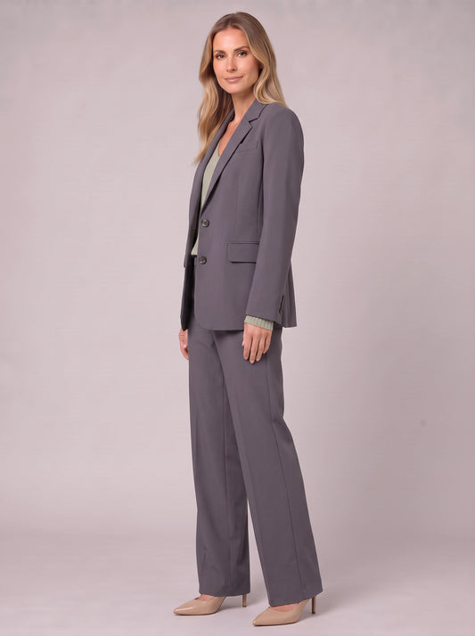 Grisbren Longline Single-Breasted Blazer Trouser Suit – Women Tailored Office Workwear Professional Business Formal Two-Piece Blazer Suit