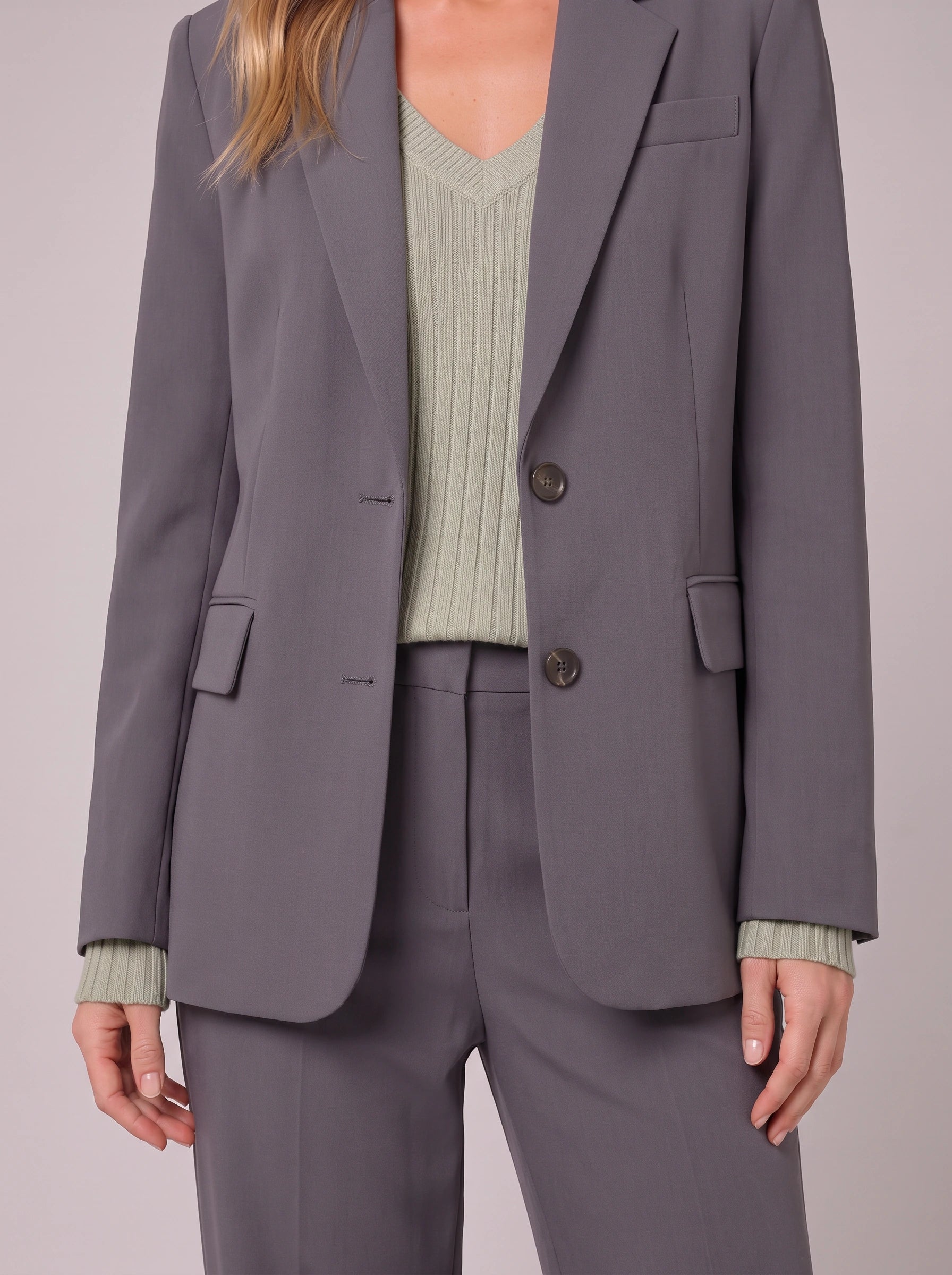 Grisbren Longline Single-Breasted Blazer Trouser Suit – Women Tailored Office Workwear Professional Business Formal Two-Piece Blazer Suit