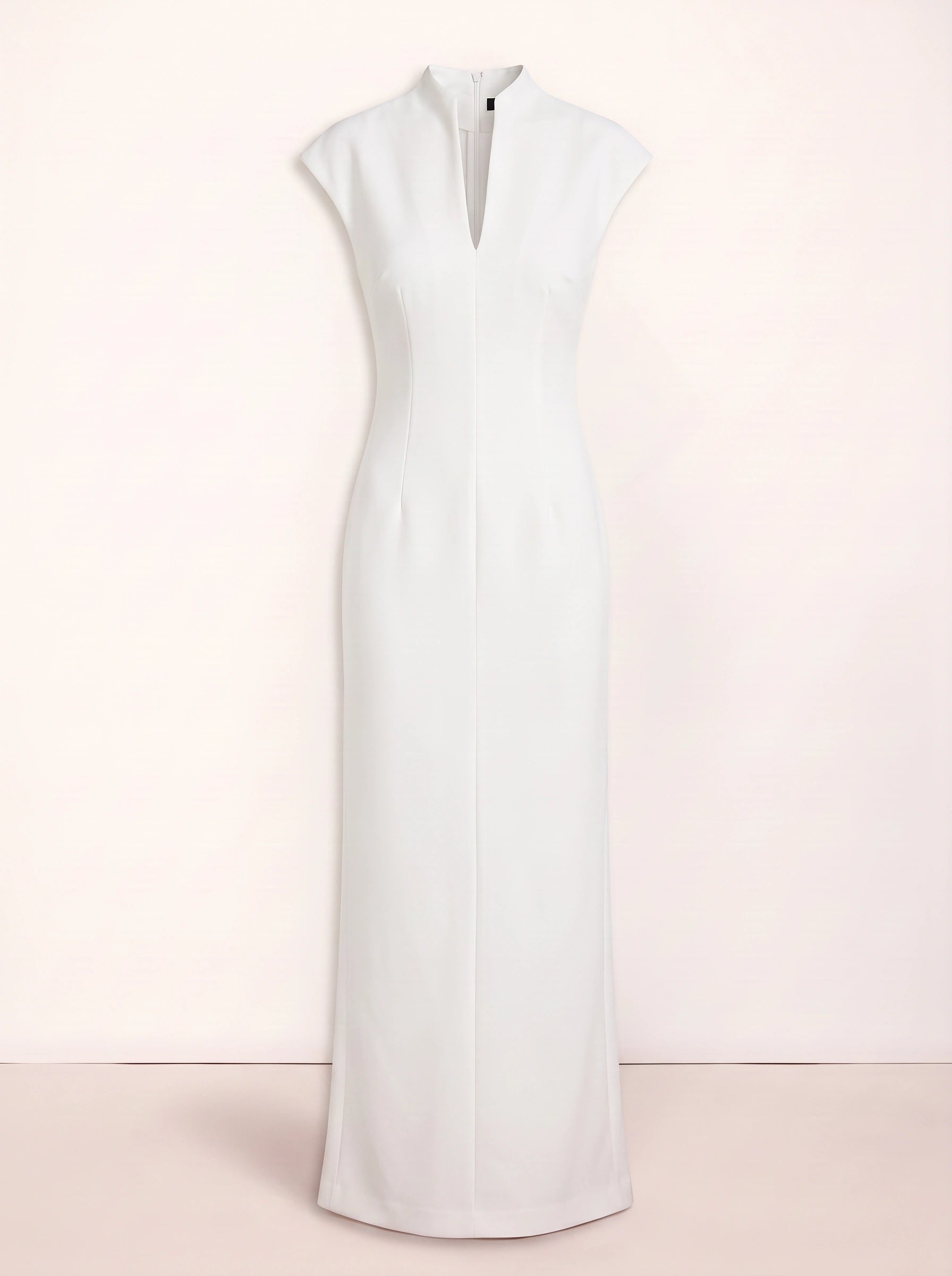 Robe longue Notchveil à col en V et manches courtes – Robe longue sans manches pour femme, élégante, formelle, pour invitée à un mariage ou une soirée