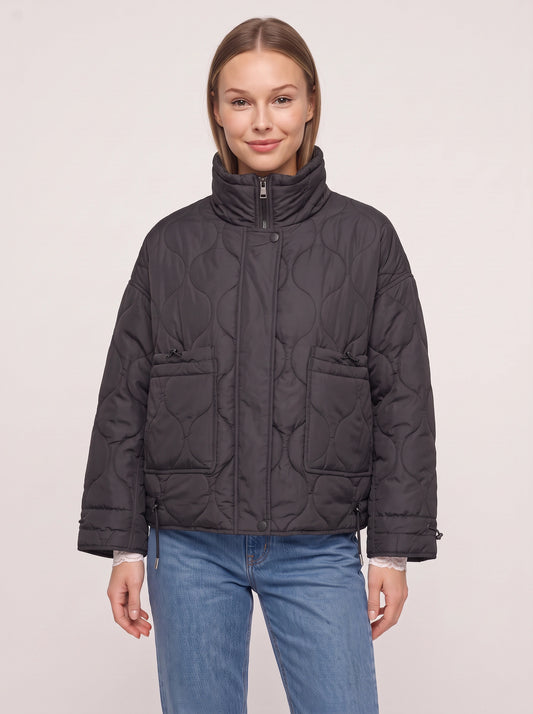 Orbique Quilted Puffer Jacket – Black Puffer Coat Women Casual Fall Winter Warm Quilted Coat Ladies