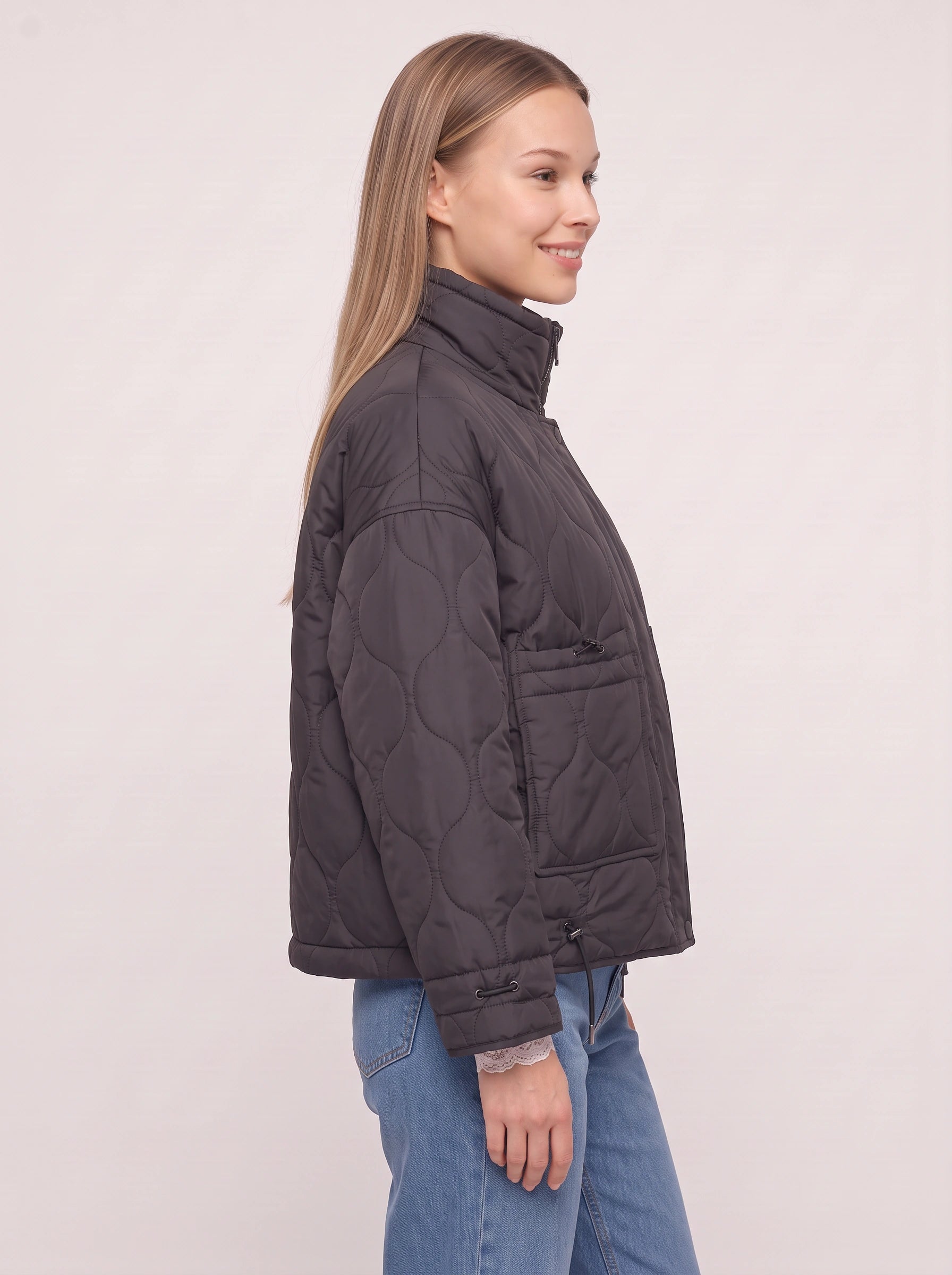 Doudoune matelassée Orbique - manteau noir matelassé décontracté pour femme, veste chaude matelassée d’automne et d’hiver