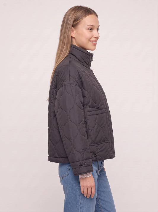 Orbique Quilted Puffer Jacket – Black Puffer Coat Women Casual Fall Winter Warm Quilted Coat Ladies