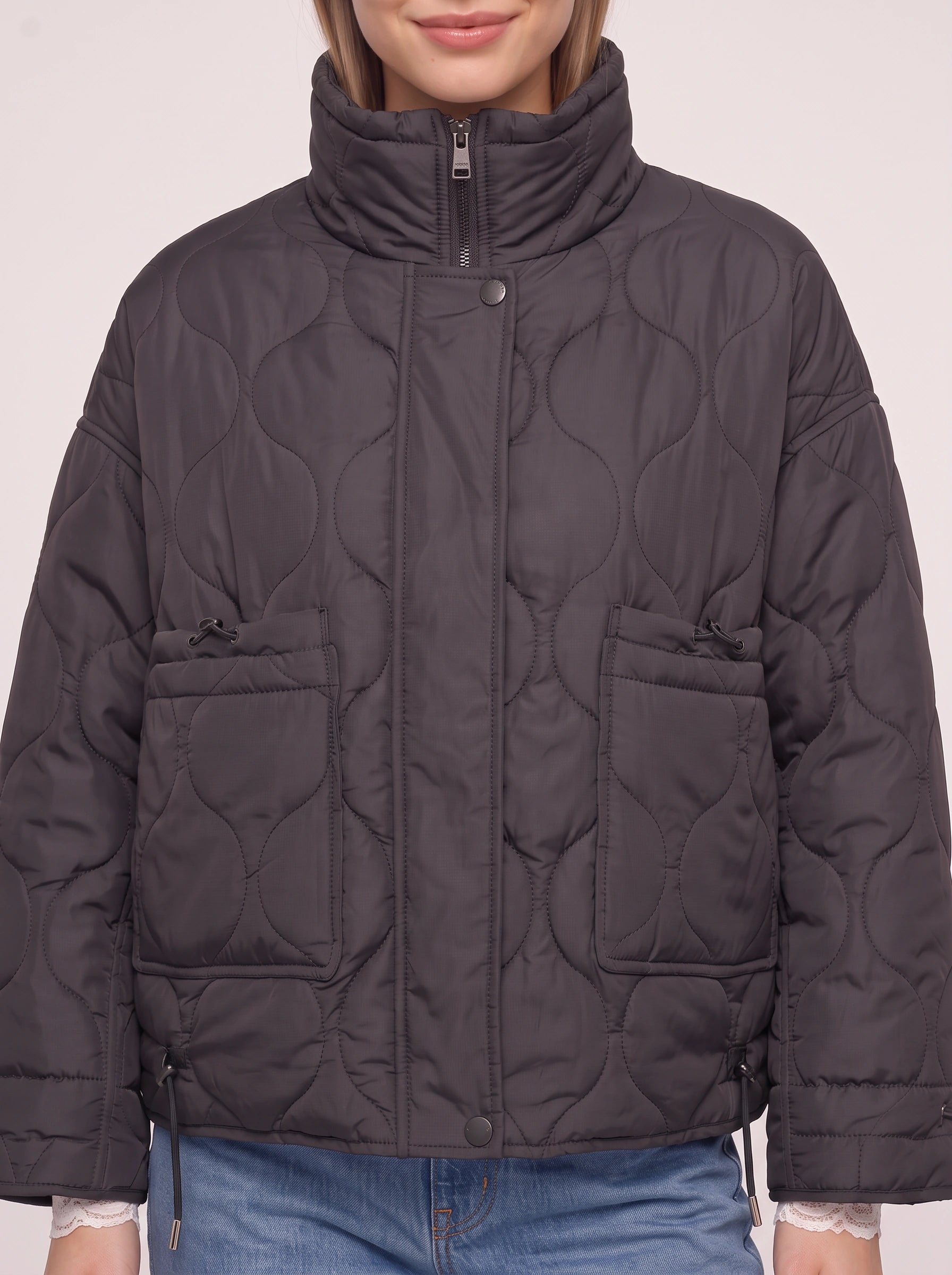 Doudoune matelassée Orbique - manteau noir matelassé décontracté pour femme, veste chaude matelassée d’automne et d’hiver