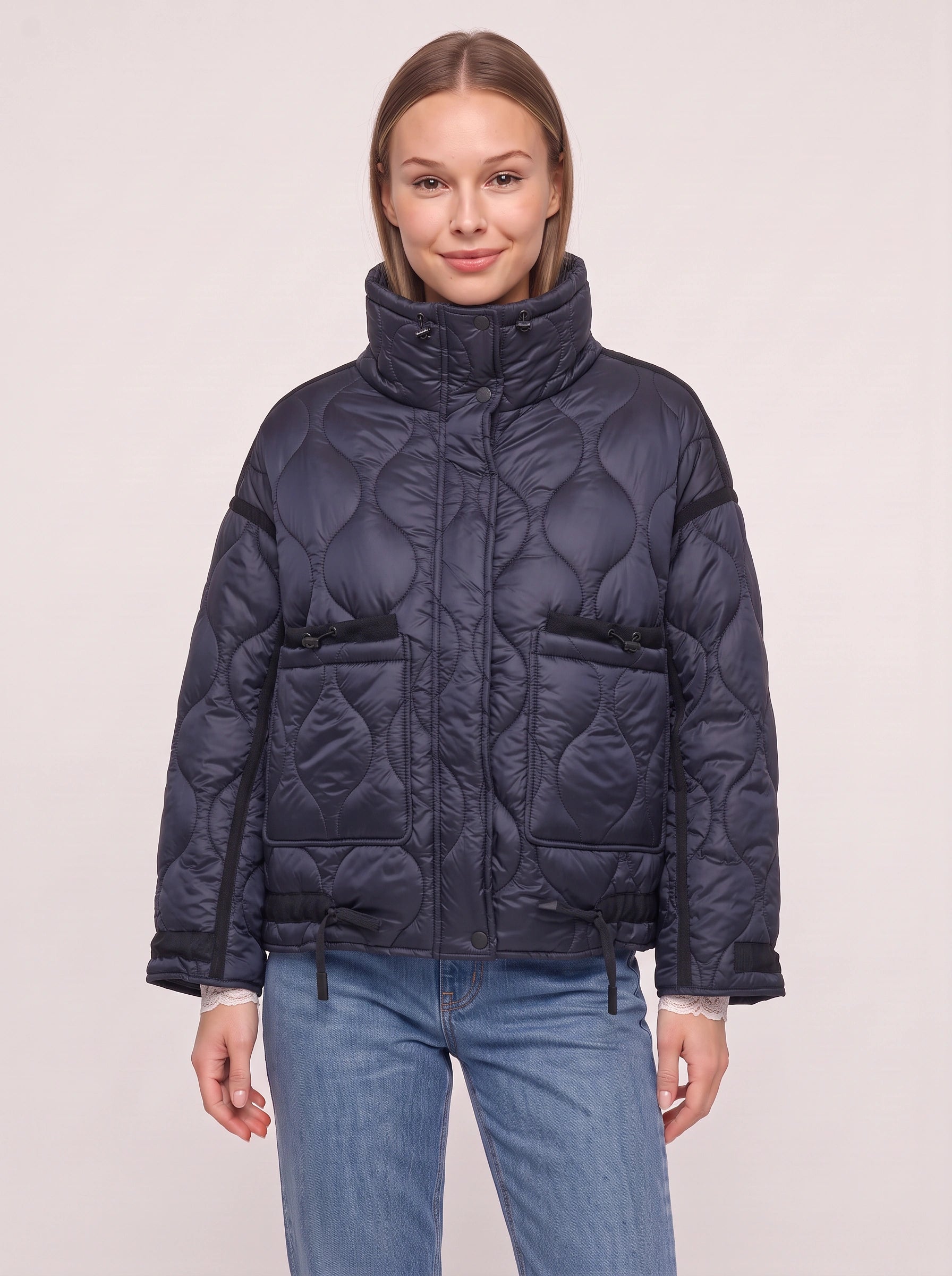 Doudoune matelassée Orbique - manteau noir matelassé décontracté pour femme, veste chaude matelassée d’automne et d’hiver