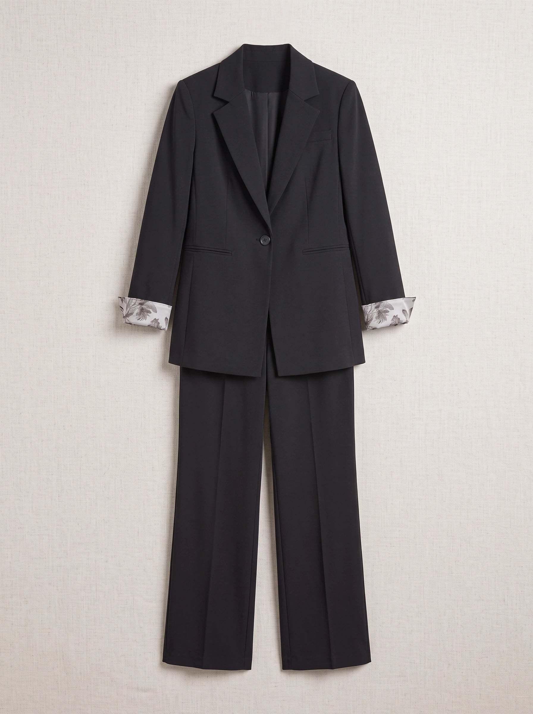 Ensemble blazer pantalon long à bouton unique Lineare - Costume d'affaires trois pièces pour femmes, tenue professionnelle de bureau, ensemble blazer ajusté