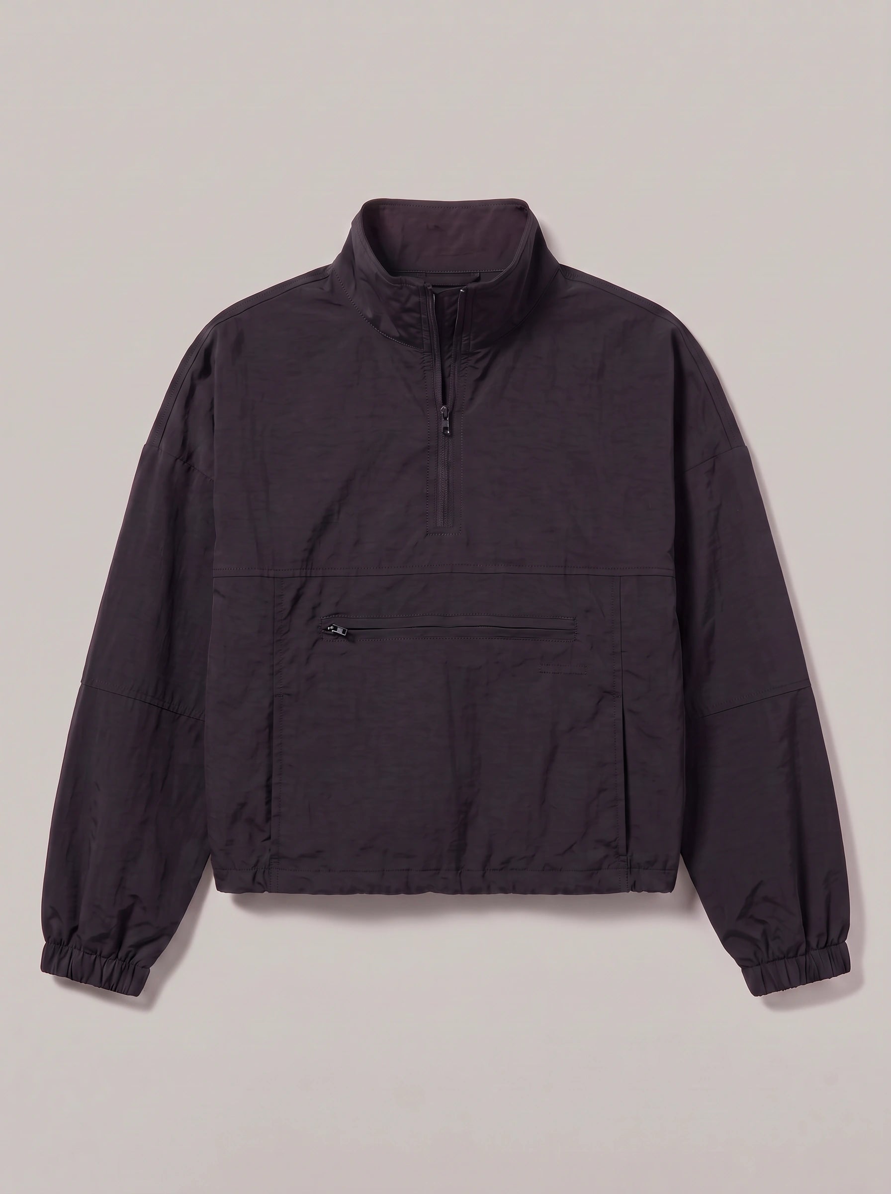 Veste coupe-vent Hexford à demi-zip - Pull-over noir à quart de zip pour femme, veste courte décontractée de style streetwear pour l'automne