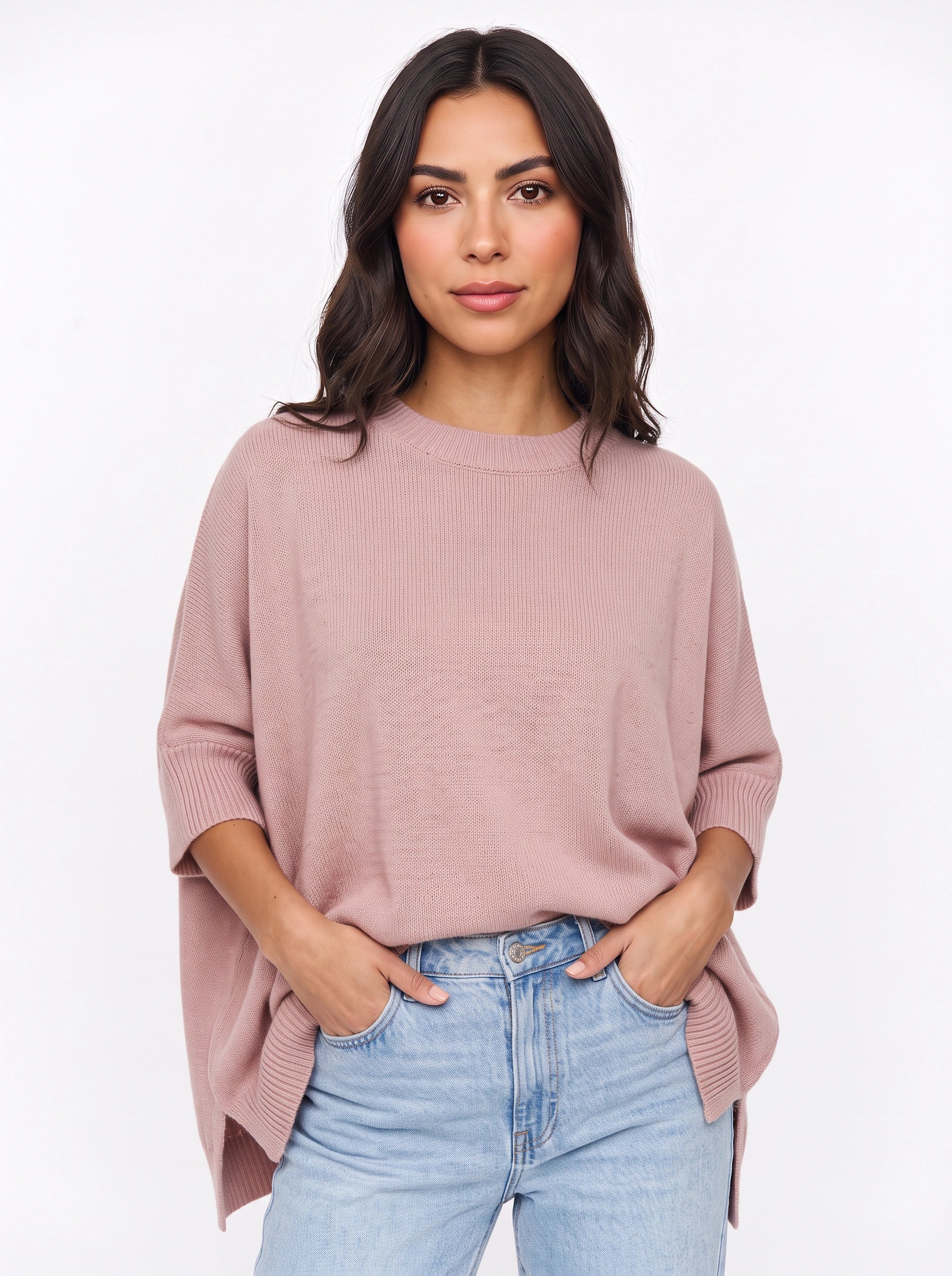 Pull oversize en maille Cielsof - pulls d’automne décontractés pour femme, pull oversize bleu ciel en maille côtelée