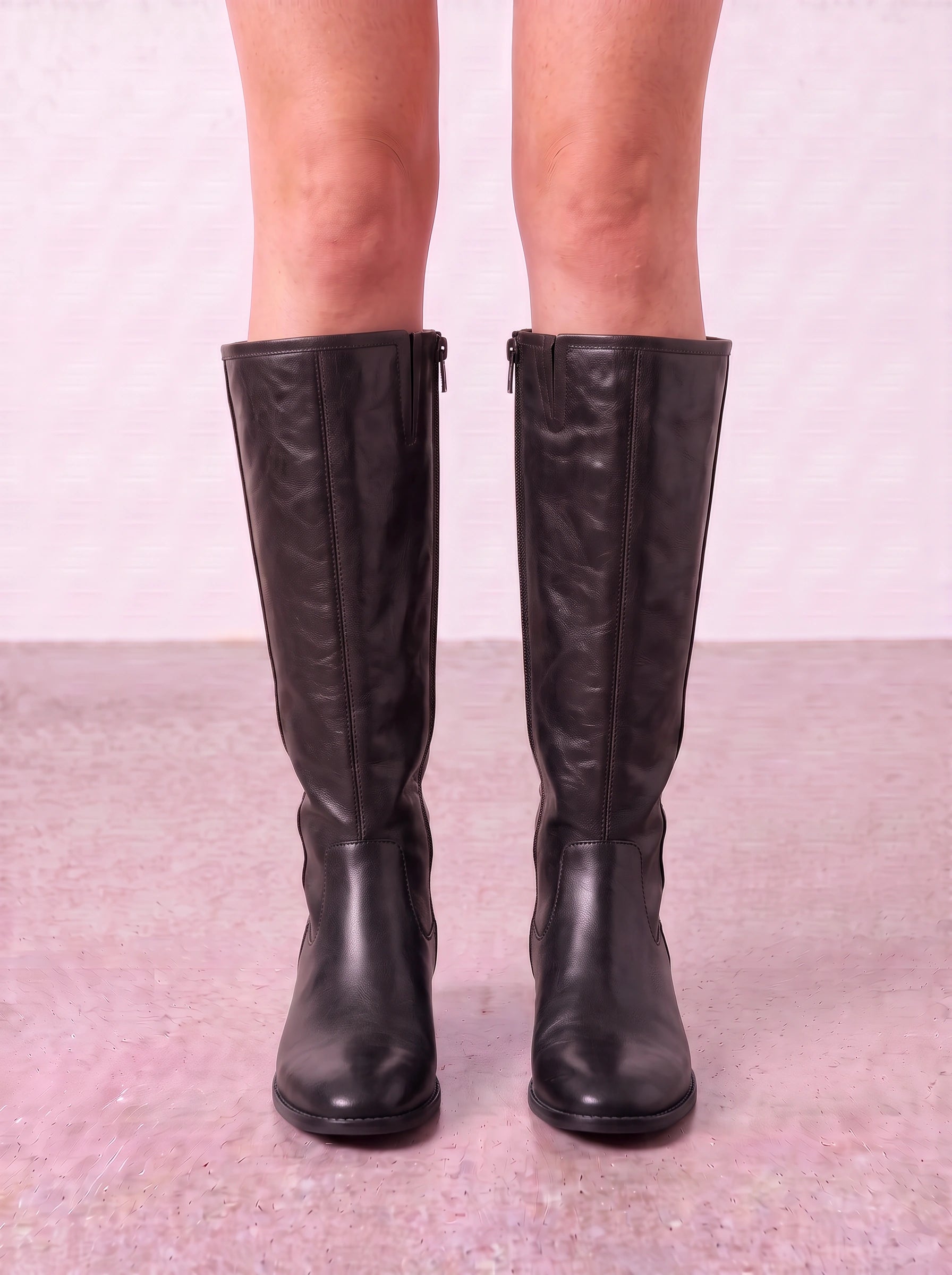 Calvaro Knee High Riding Boots – Women Side Zip Flat Leather Western Boots Ladies Equestrian