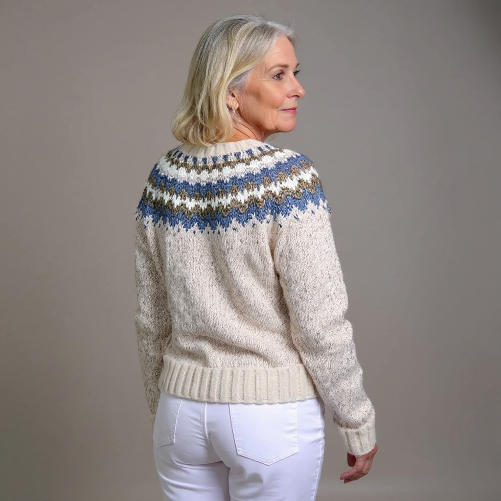 Fjordyn Fair Isle Button Cardigan – Chunky Knit Patterned Women Nordic Vintage Cozy Cardigan