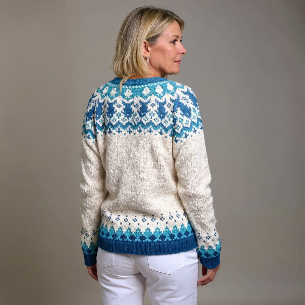 Nivora Fair Isle Knit Cardigan – Women Chunky Button-Down Nordic Pattern Fall Vintage Cozy Cardigan