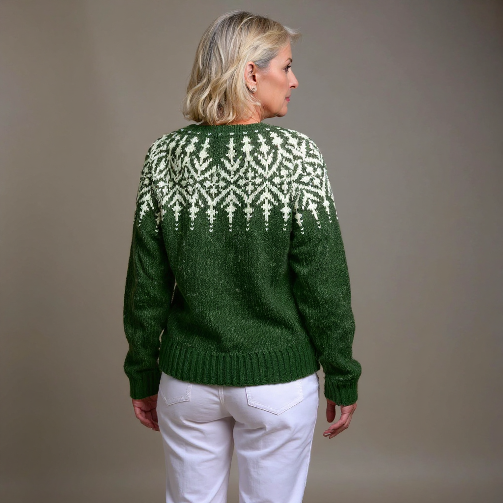 Icerift Fair Isle Button Cardigan – Chunky Knit Women Button-Front Fall Cozy Nordic Cardigan