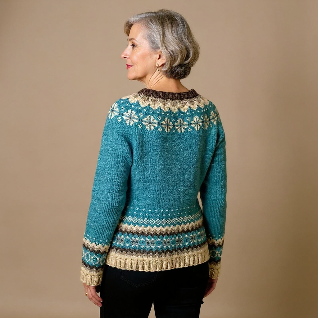 Fjordice Fair Isle Button-Front Cardigan – Women Patterned Cardigan Knit Nordic Vintage Fall Cardigan