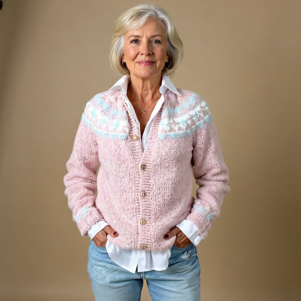 Fioraknit Fair Isle Button Cardigan – Knit Sweater Women Cozy Fall Oversized Cardigan Sweater