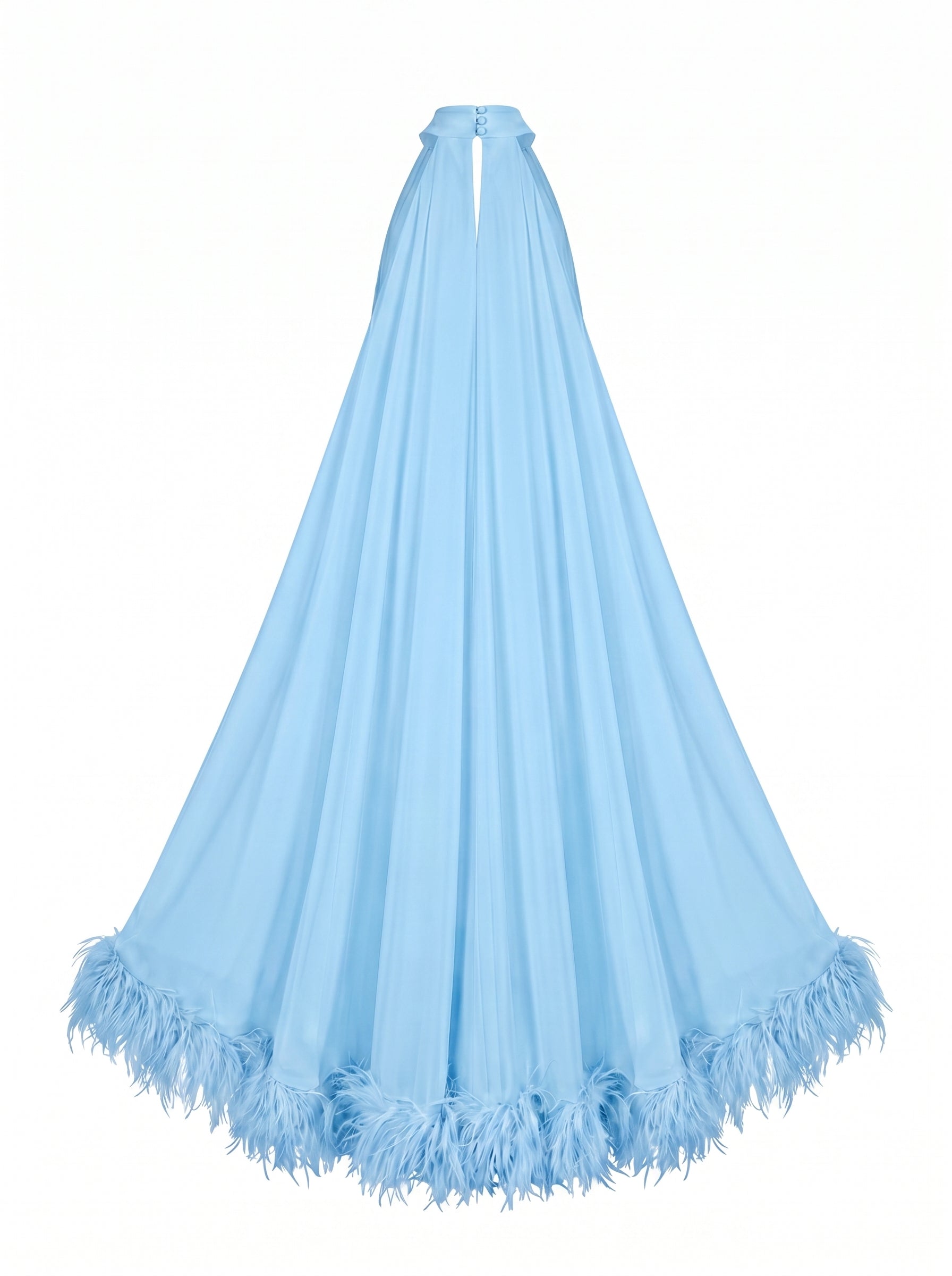 Piuma Feather-Trim Halter Maxi Dress – Yellow Halter Neck Dress Women Evening Formal Wedding Guest Maxi Dress