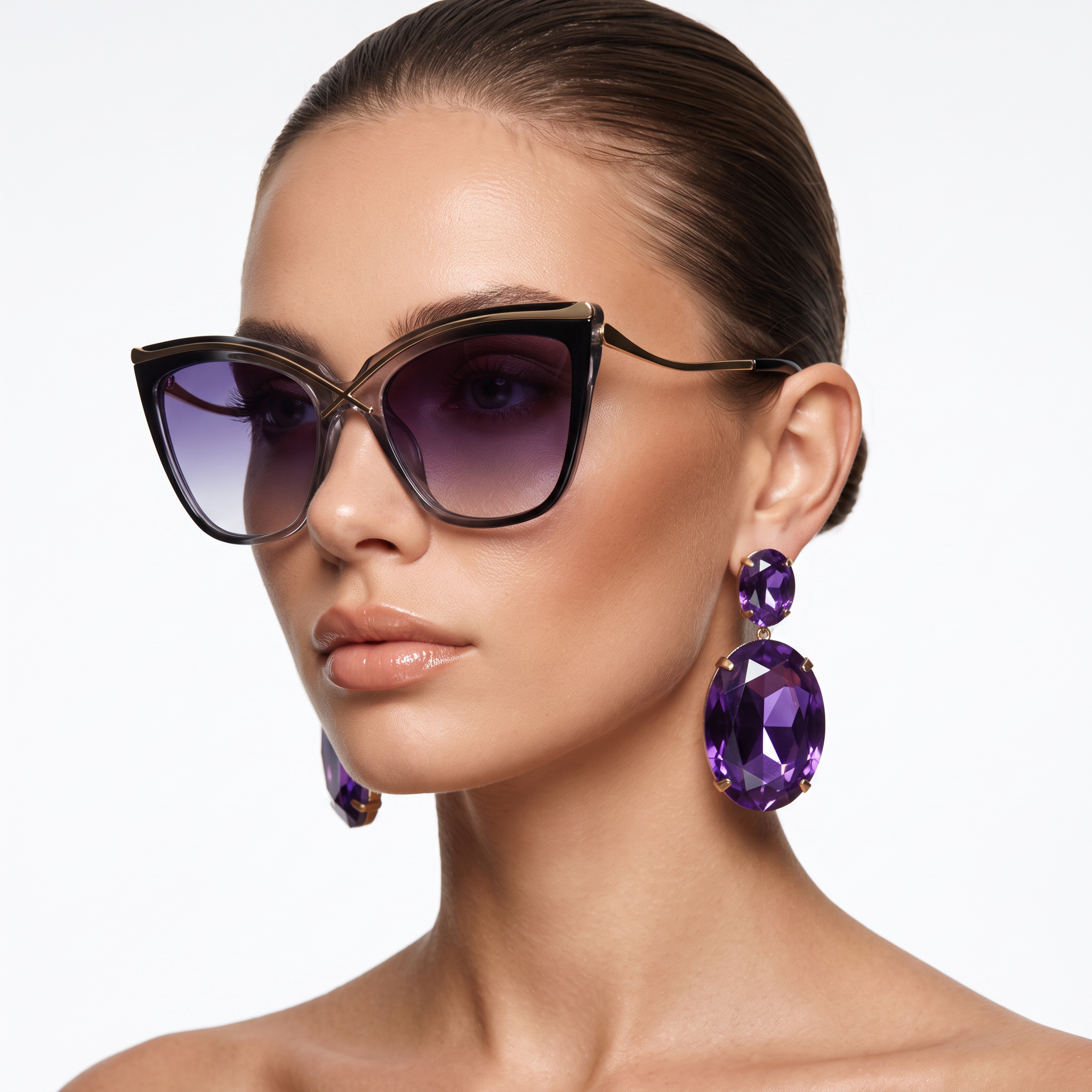 Veylen Oversized Cat-Eye Sunglasses – Women Designer Gradient Lens Tortoiseshell Square Frame UV Protection