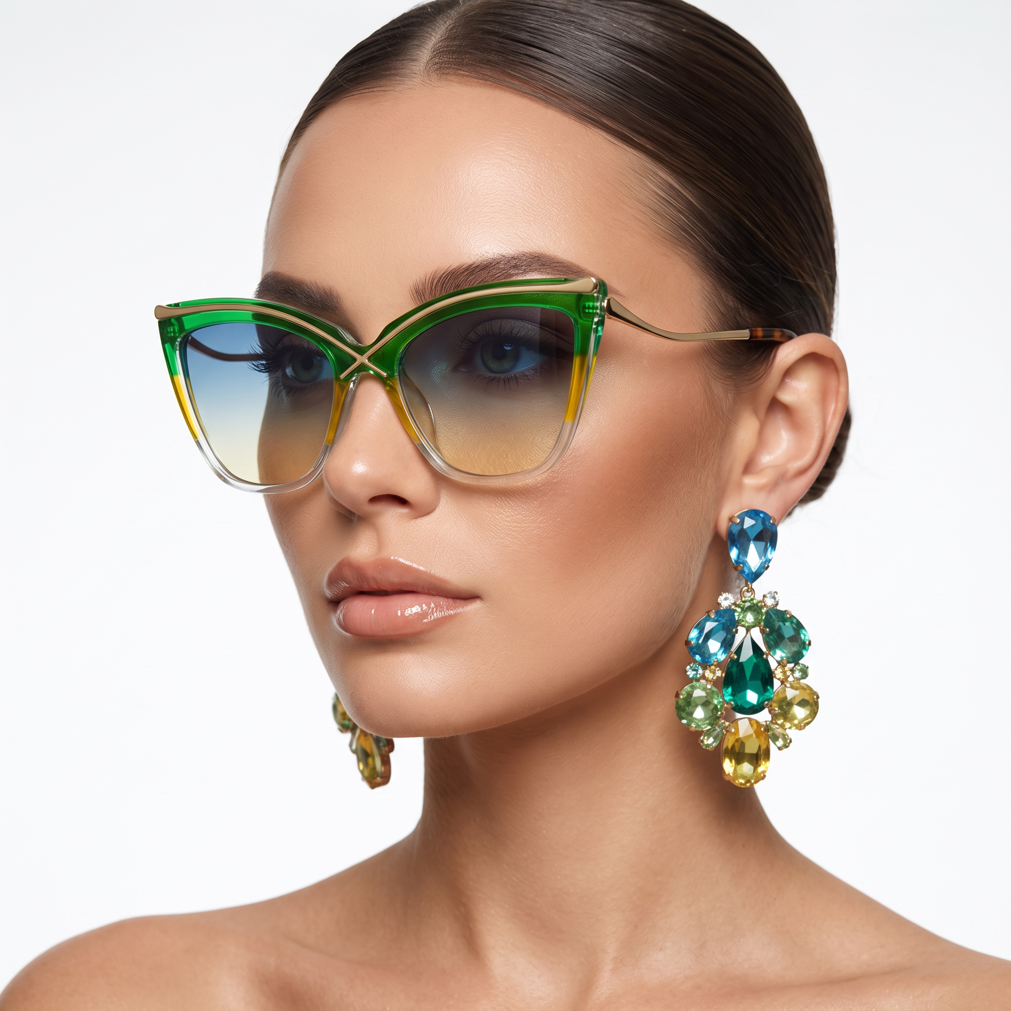 Veylen Oversized Cat-Eye Sunglasses – Women Designer Gradient Lens Tortoiseshell Square Frame UV Protection