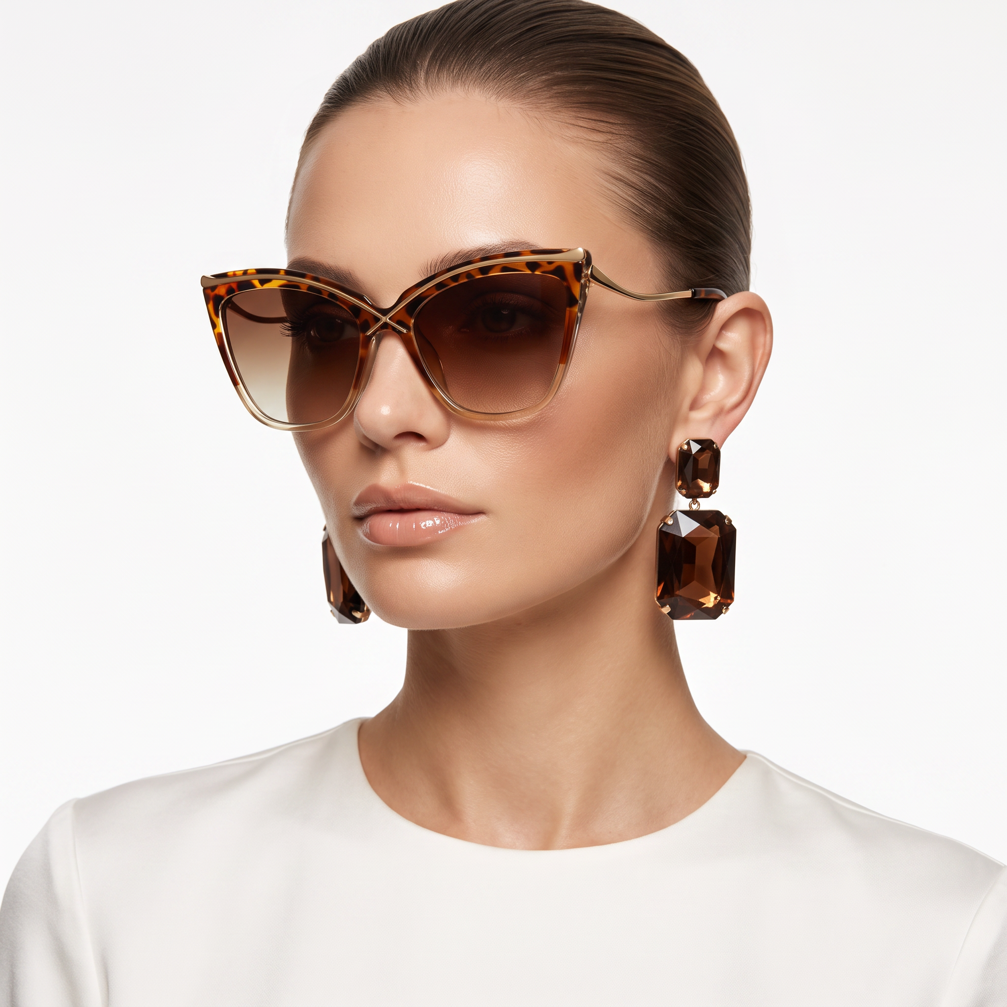 Veylen Oversized Cat-Eye Sunglasses – Women Designer Gradient Lens Tortoiseshell Square Frame UV Protection